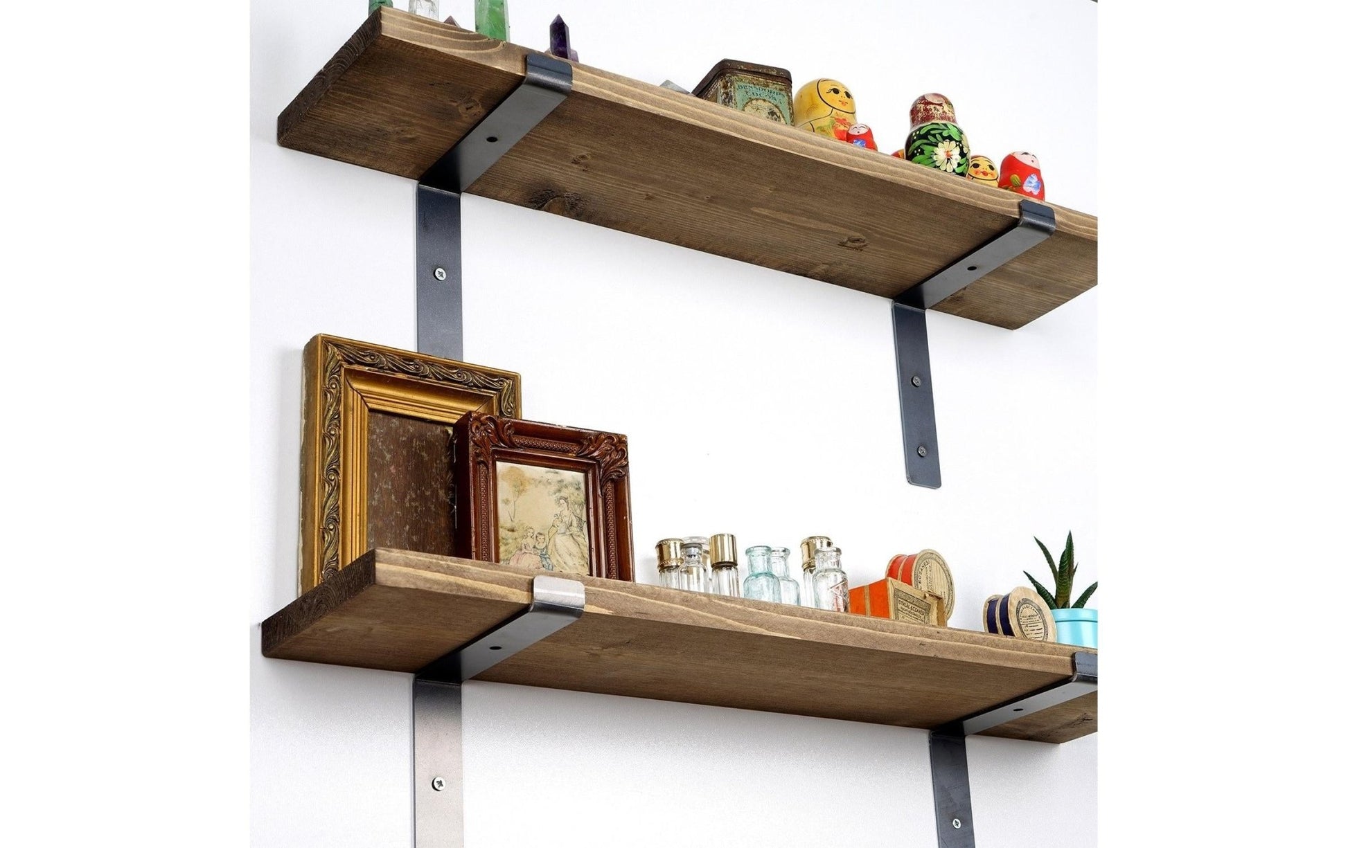 Wandregal LAM006 2 Stück, 60 x 16 x 14 cm, Walnuss - MEGART