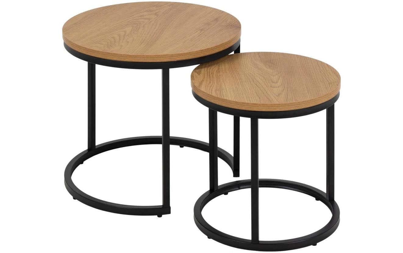 Couchtisch Spiro Ø 45/ 35 cm, 2 Stück, Nature/Schwarz - MEGART