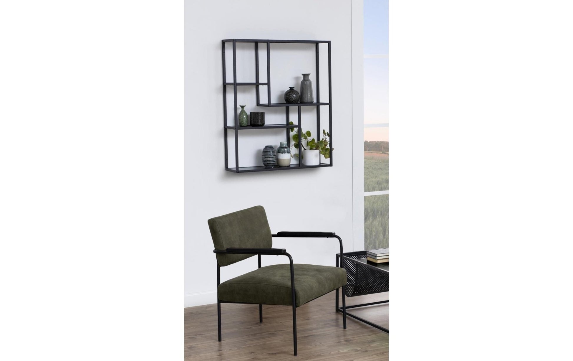 Wandregal Seaford 75 x 20 x 91 cm, Schwarz - MEGART