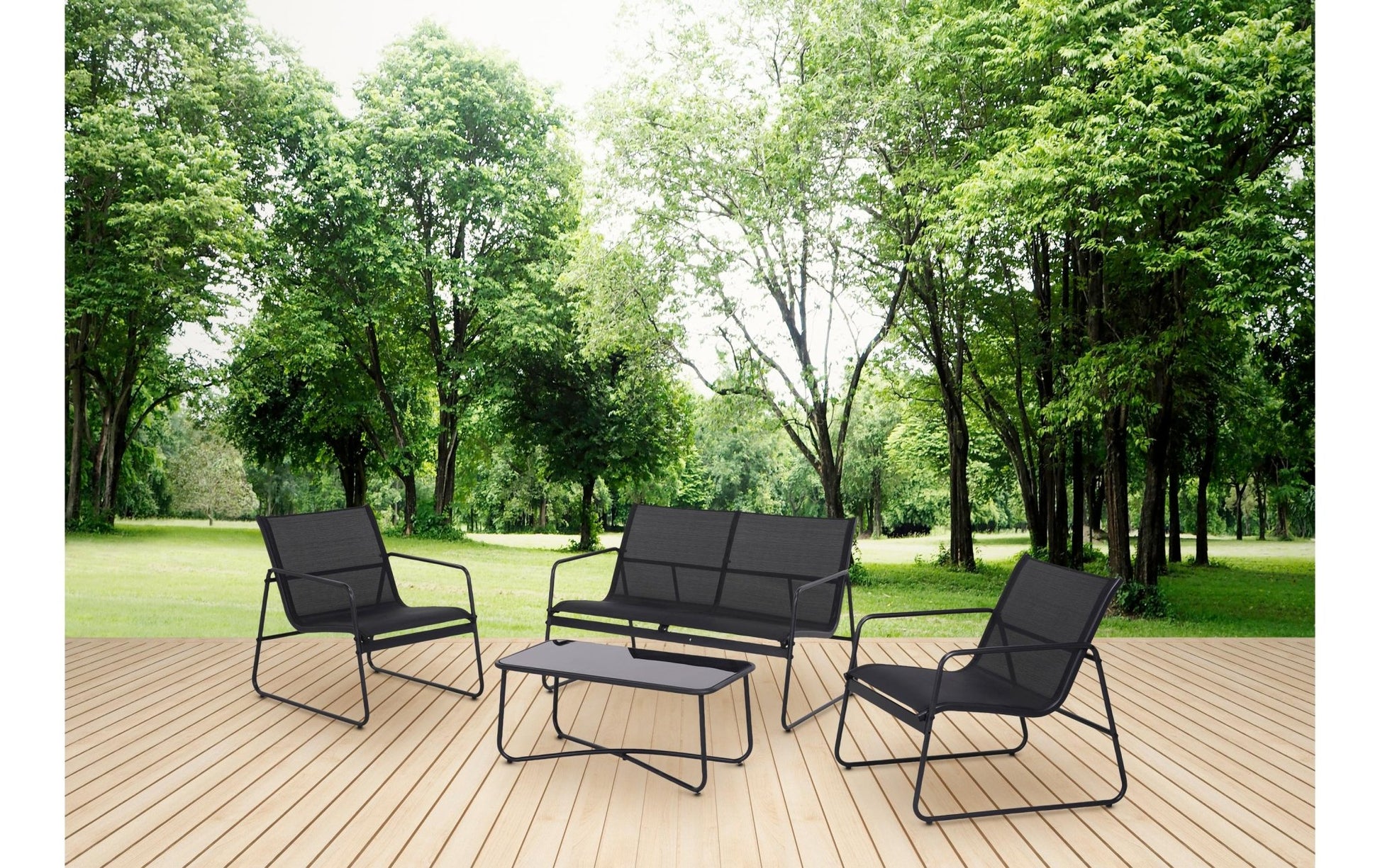 Loungeset Theodor, Set 4 - teilig, Schwarz - MEGART
