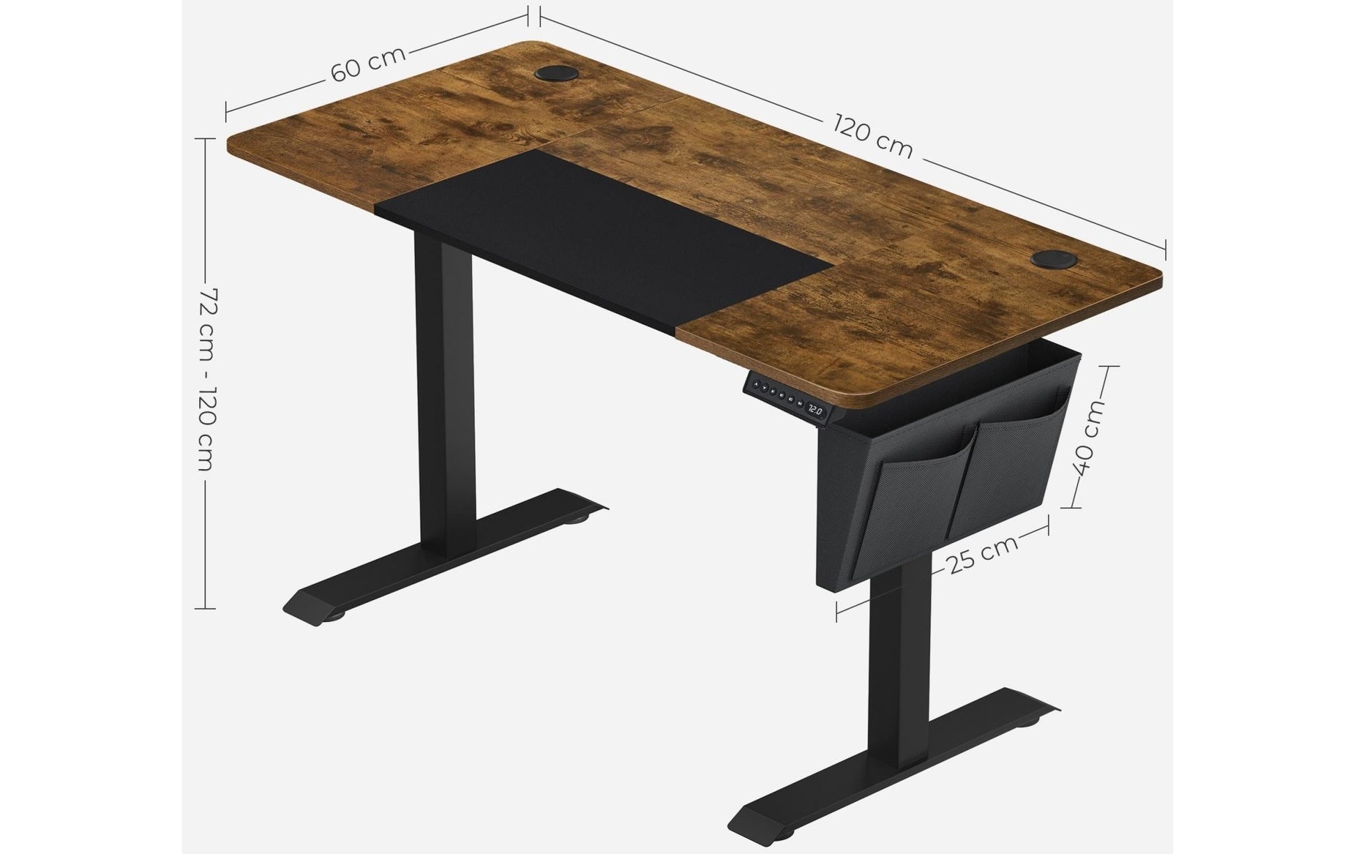 Songmics Stehtisch 120 x 60 cm, Vintagebraun - Schwarz - MEGART