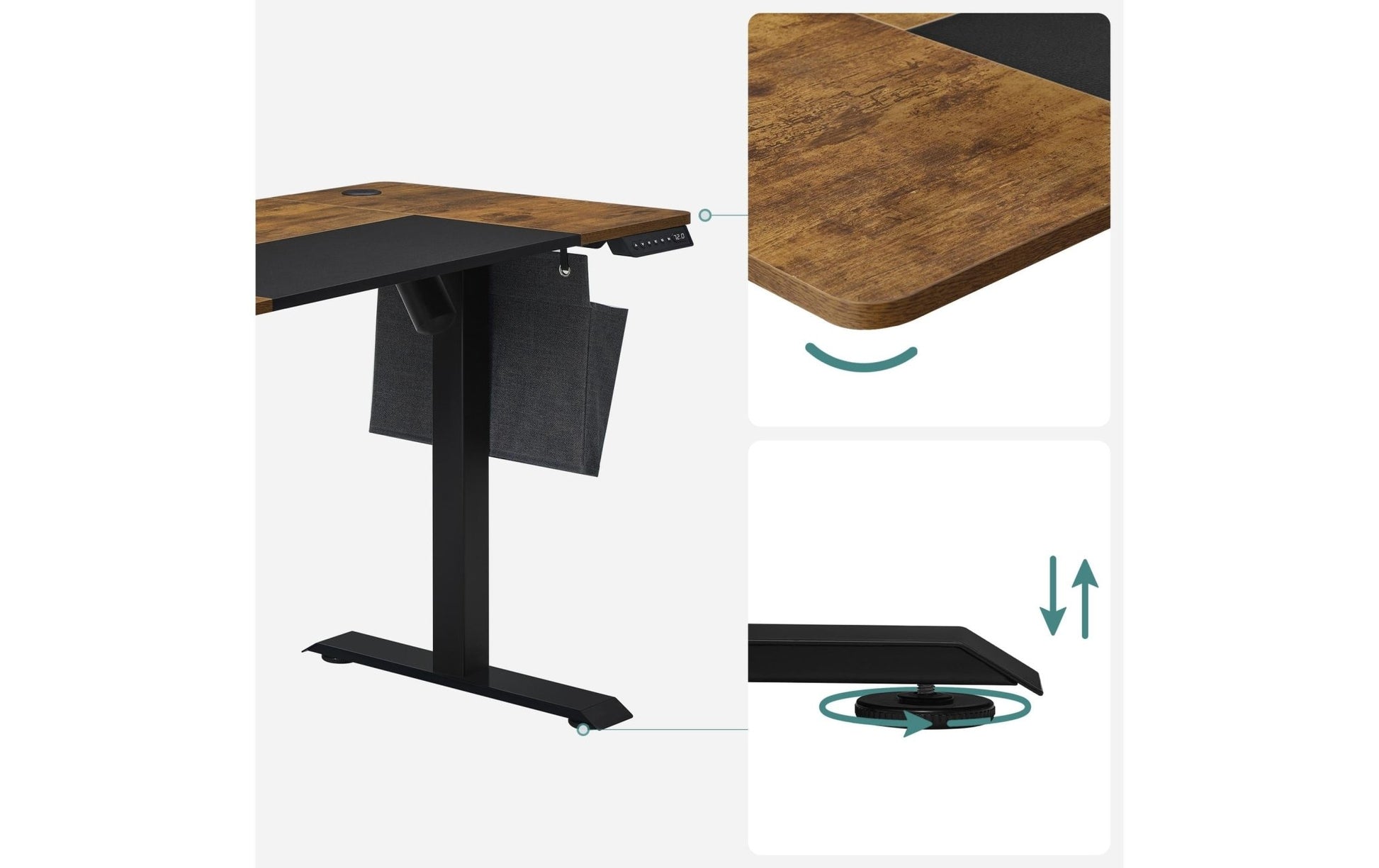 Songmics Stehtisch 120 x 60 cm, Vintagebraun - Schwarz - MEGART