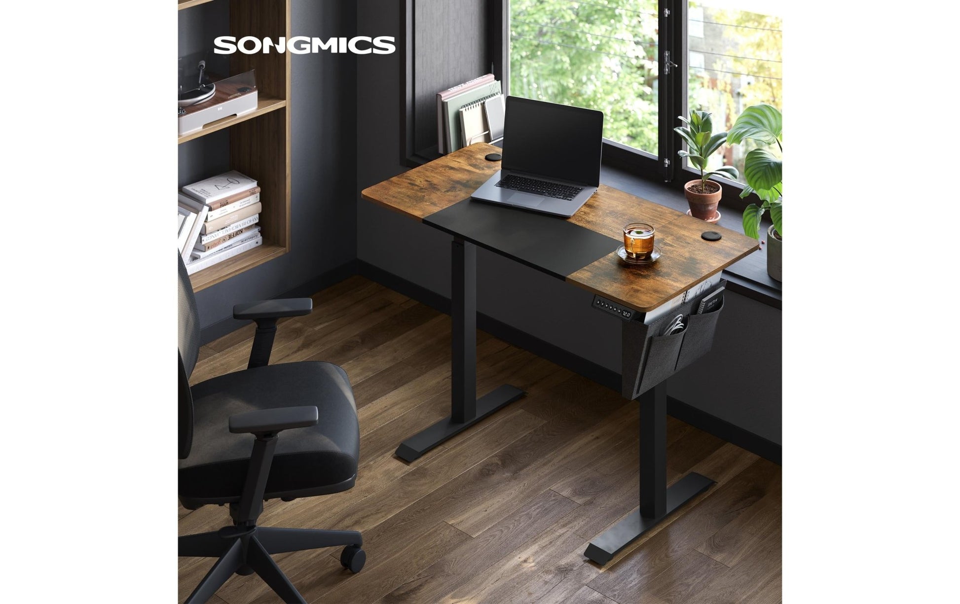 Songmics Stehtisch 120 x 60 cm, Vintagebraun - Schwarz - MEGART