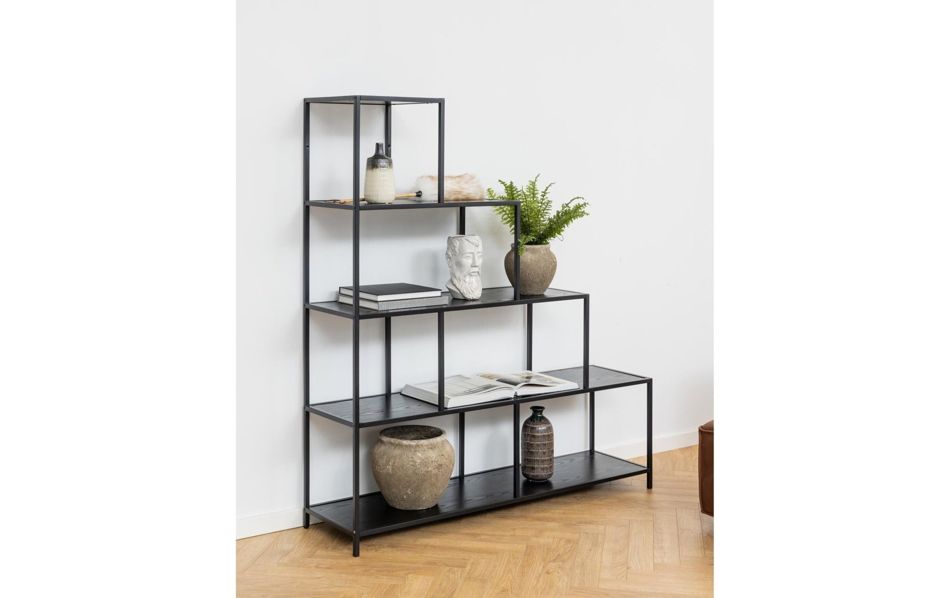 Regal Seaford 135 x 35 x 150 cm, Schwarz - MEGART