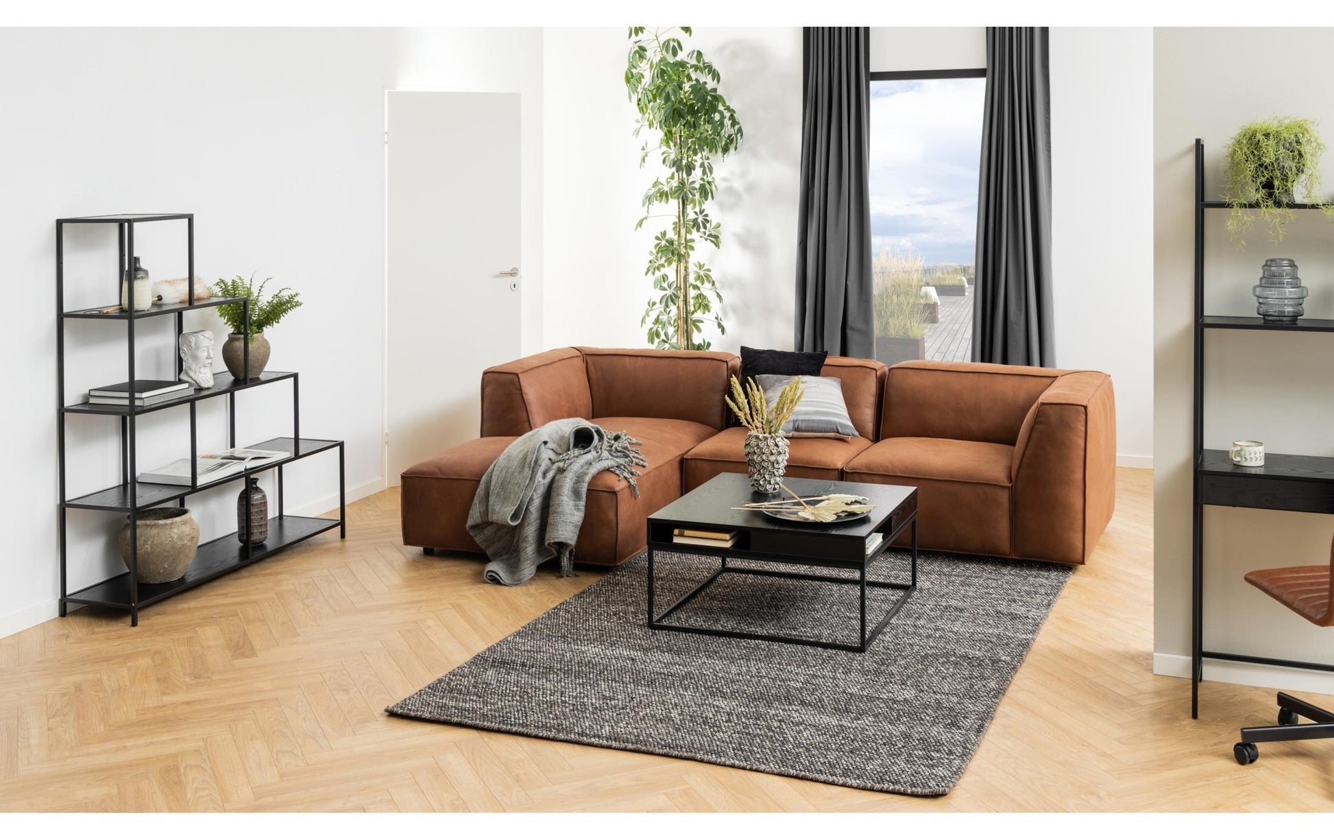 Regal Seaford 135 x 35 x 150 cm, Schwarz - MEGART