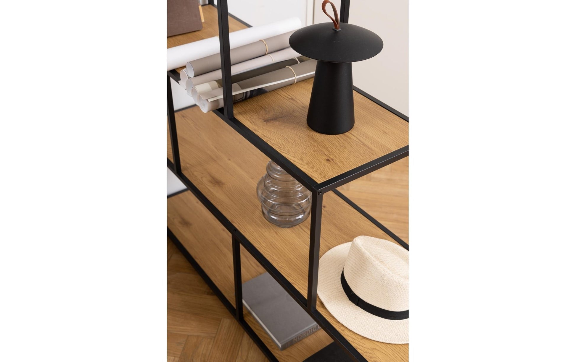 Regal Seaford 135 x 35 x 150 cm, Nature/Schwarz - MEGART
