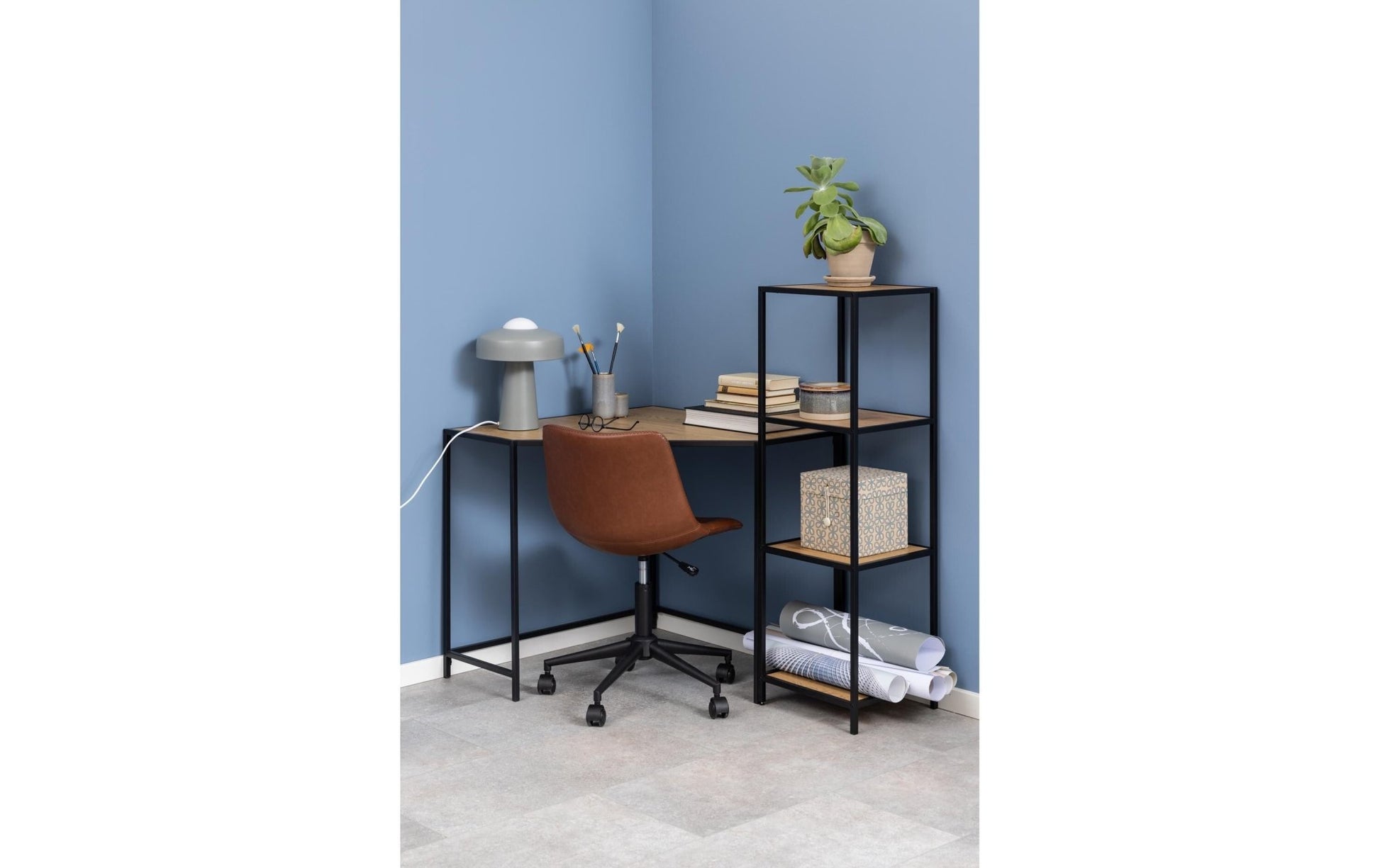 Regal Seaford 35 x 37 x 119,5 cm, Nature/Schwarz - MEGART