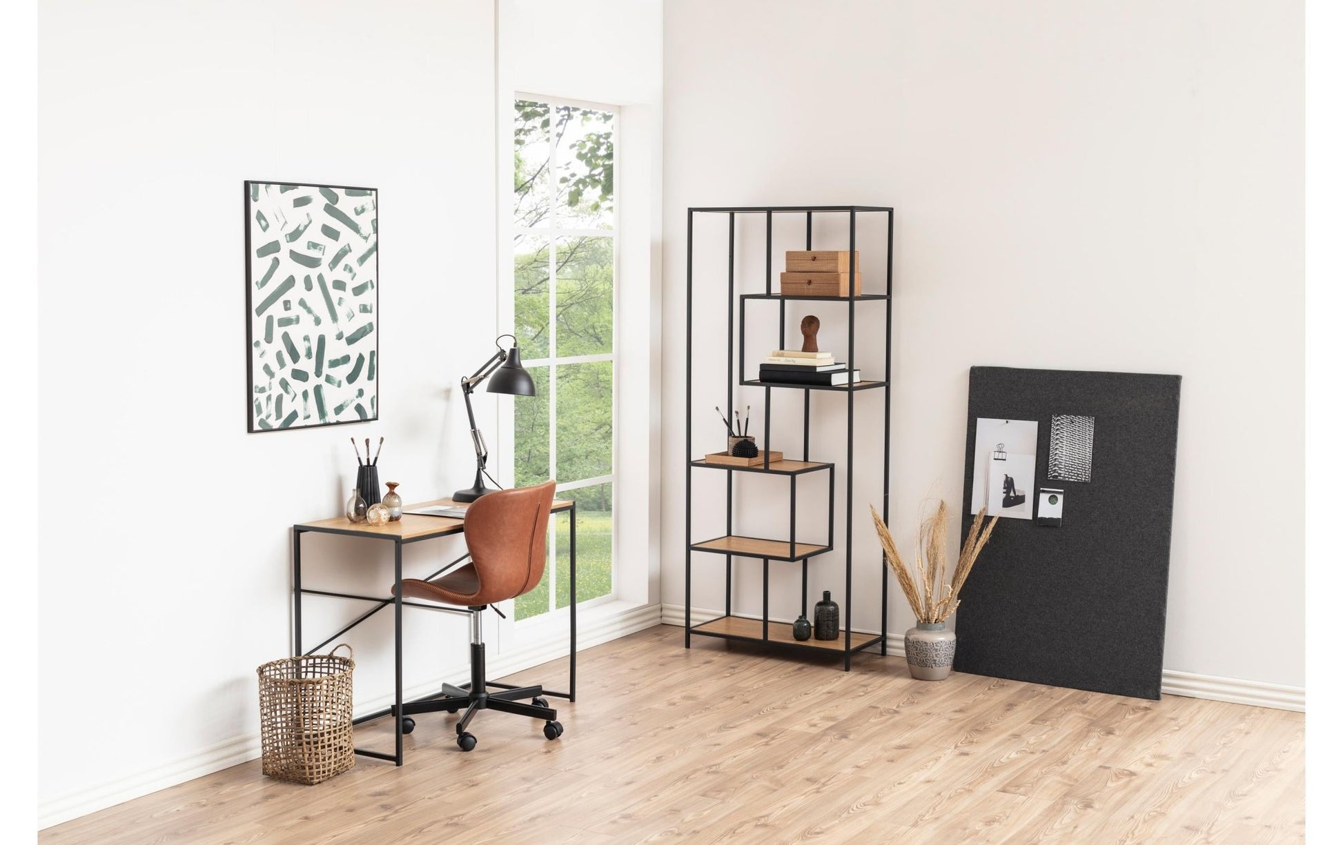 Regal Seaford 77 x 35 x 185cm, Braun/Schwarz - MEGART