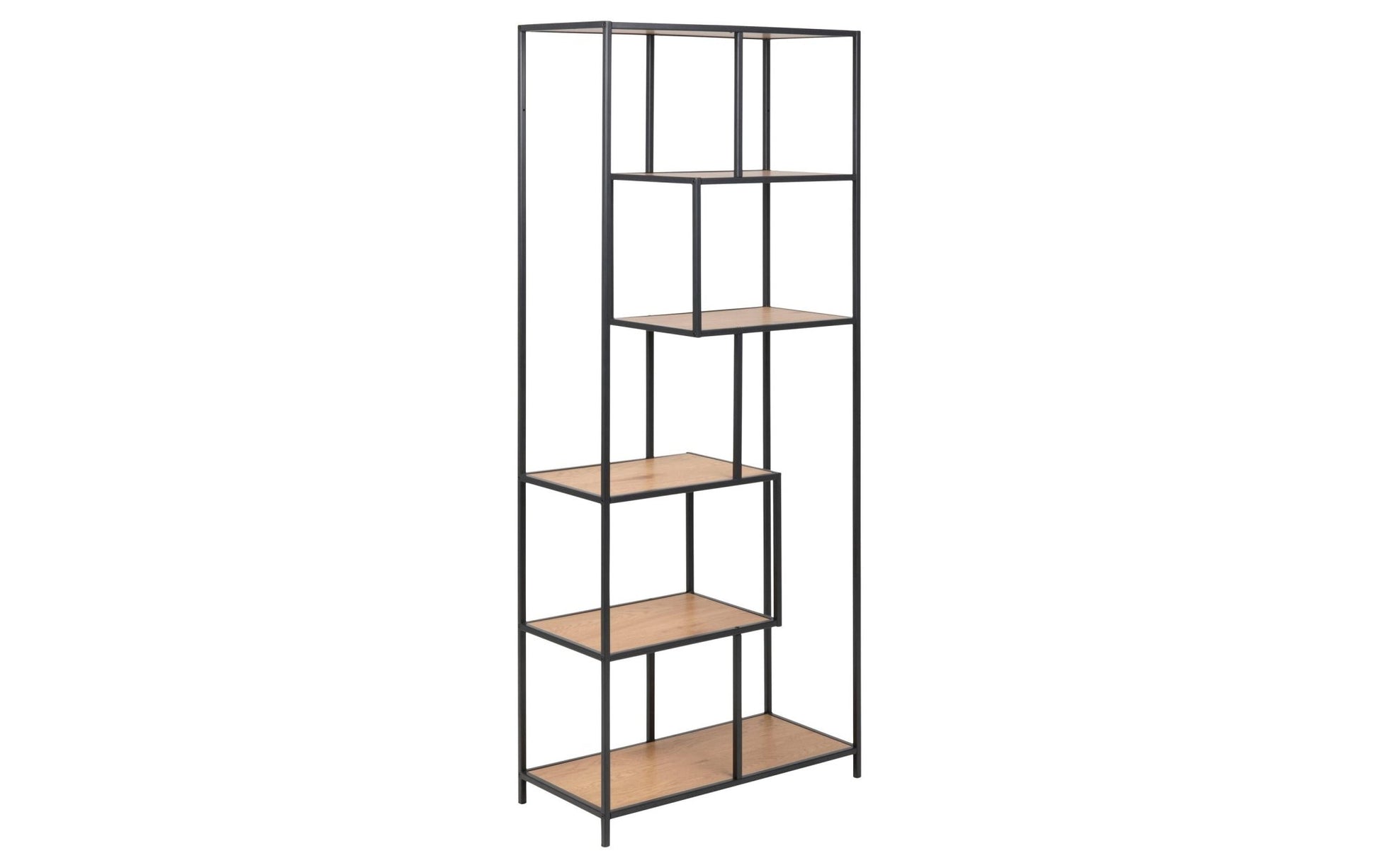 Regal Seaford 77 x 35 x 185cm, Braun/Schwarz - MEGART