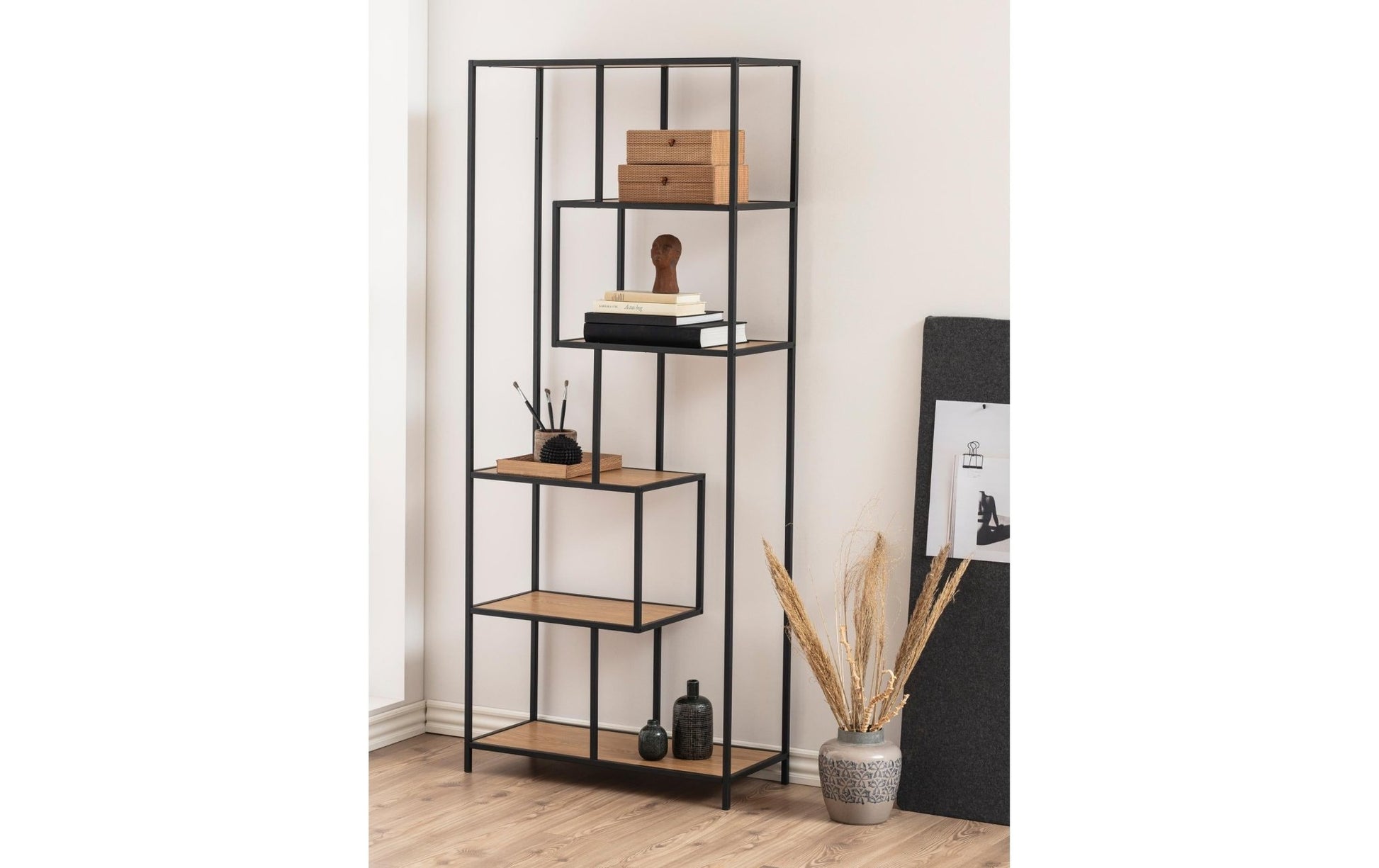 Regal Seaford 77 x 35 x 185cm, Braun/Schwarz - MEGART