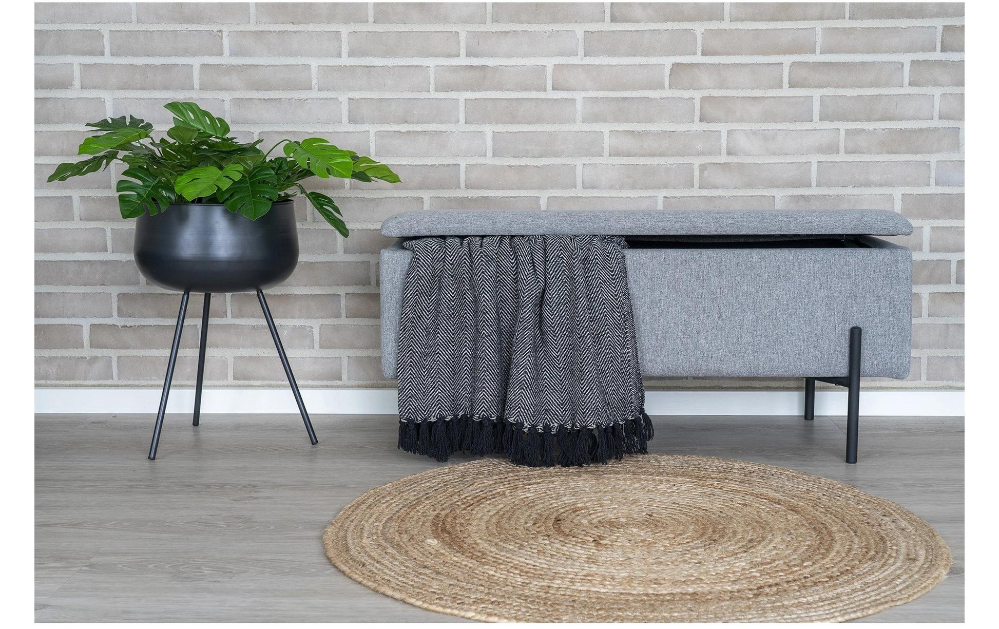 Sitztruhe Watford 36.5 x 95 x 46 cm, Hellgrau - MEGART