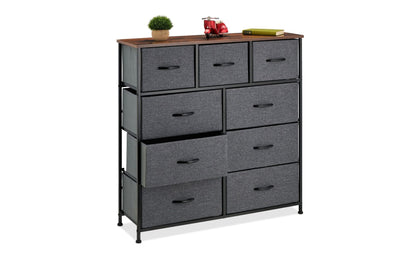Kommode mit 9 Schubladen 100 x 100 cm, Dunkelgrau/Schwarz - MEGART
