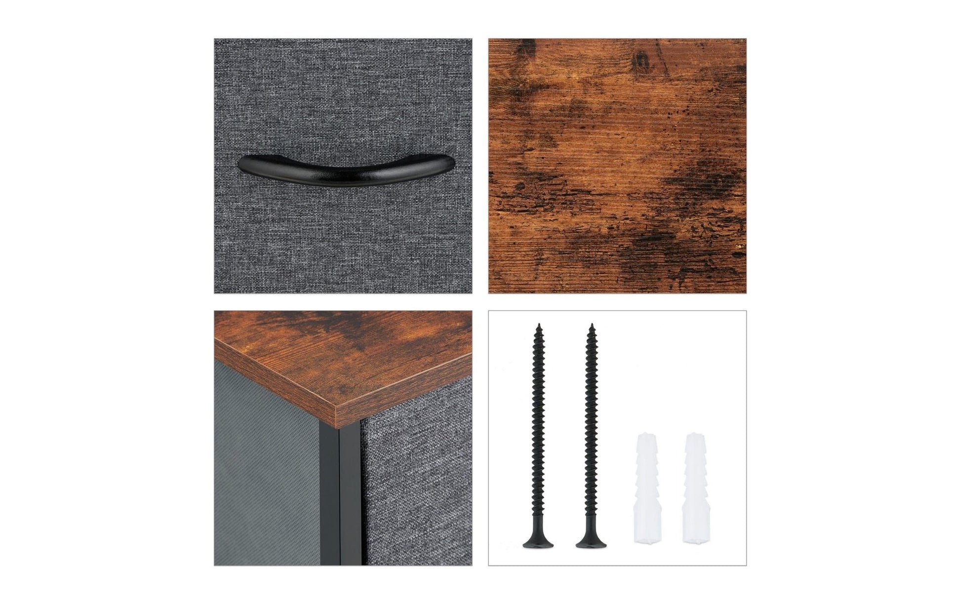 Kommode mit 9 Schubladen 100 x 100 cm, Dunkelgrau/Schwarz - MEGART