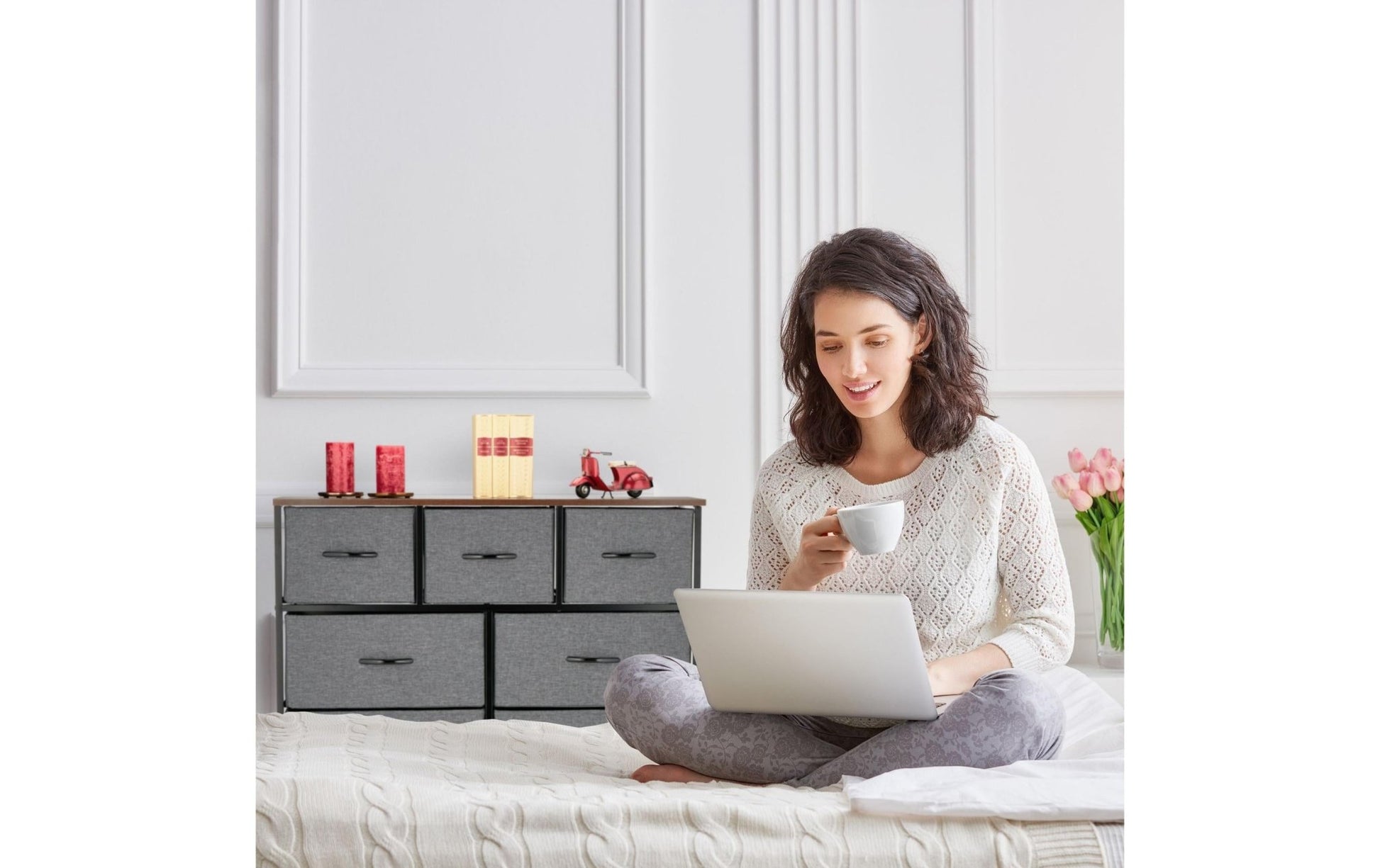 Kommode mit 9 Schubladen 100 x 100 cm, Dunkelgrau/Schwarz - MEGART