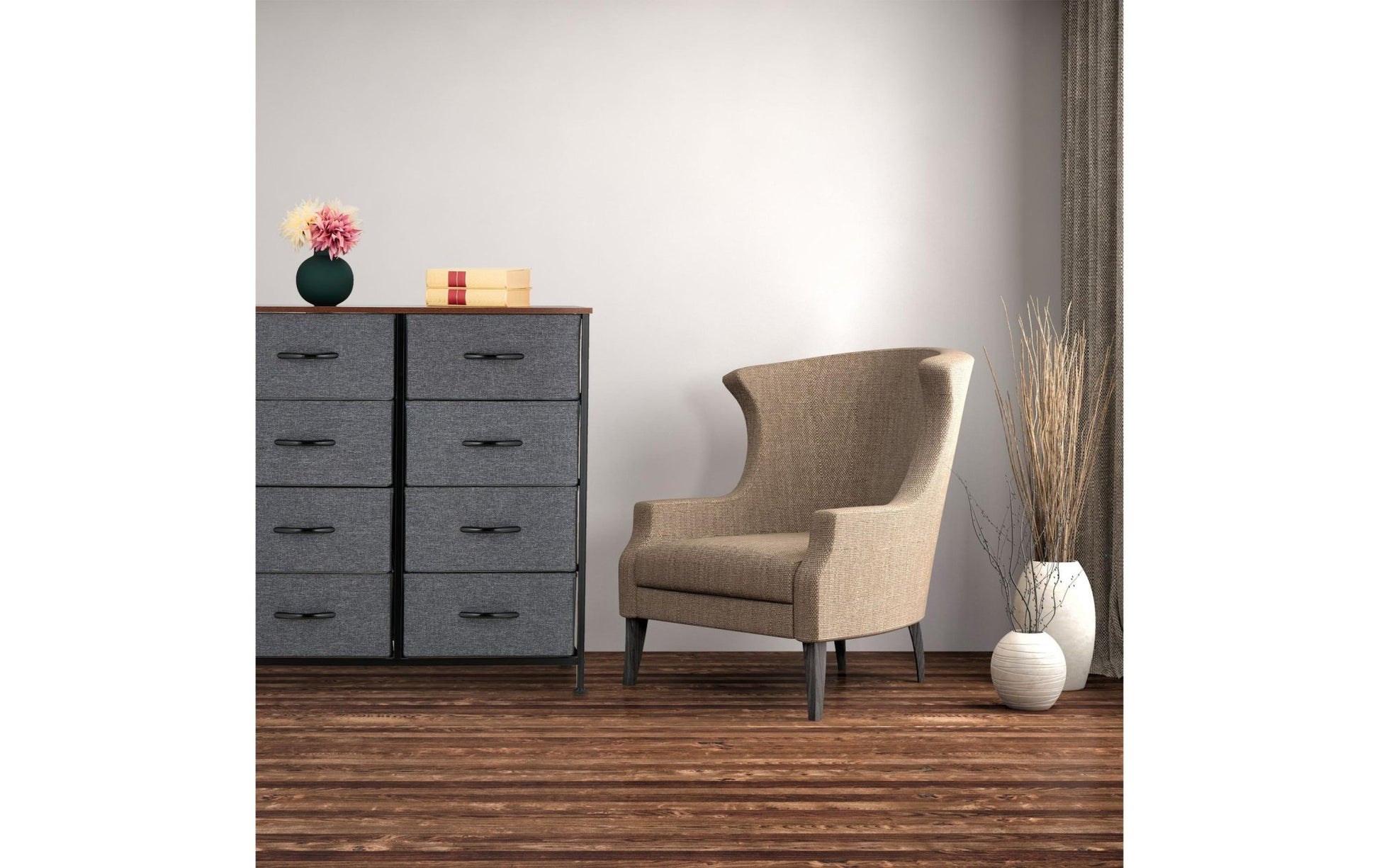 Kommode mit 8 Schubladen 81,5 x 80 cm, Dunkelgrau/Schwarz - MEGART