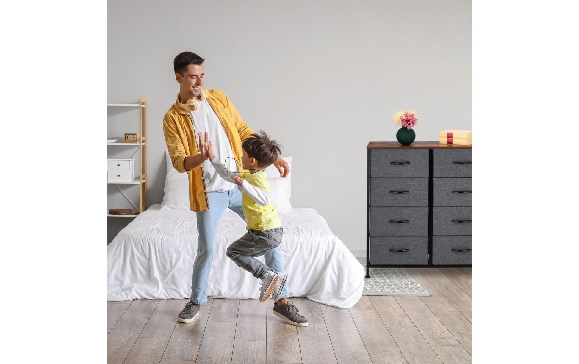 Kommode mit 8 Schubladen 81,5 x 80 cm, Dunkelgrau/Schwarz - MEGART