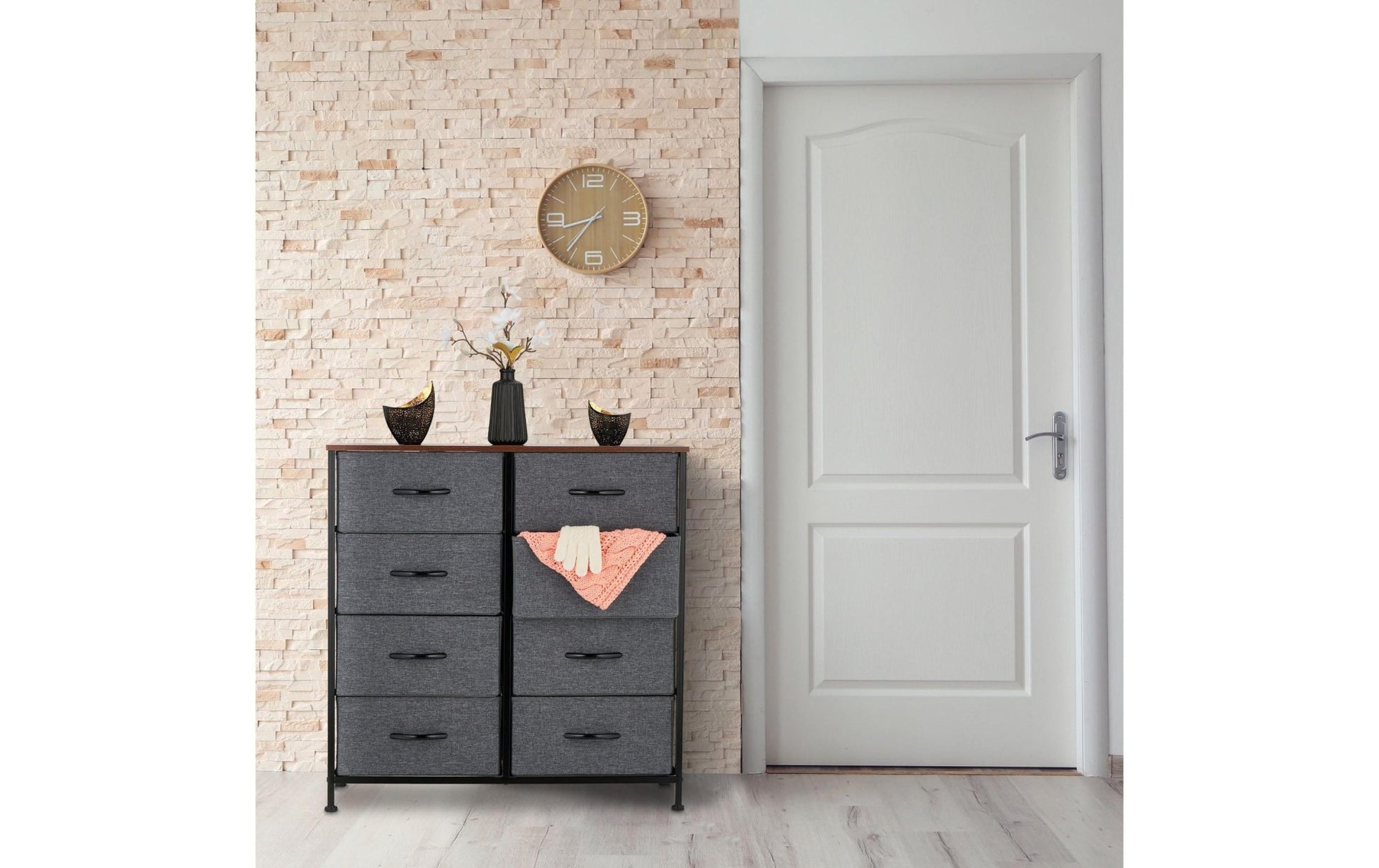 Kommode mit 8 Schubladen 81,5 x 80 cm, Dunkelgrau/Schwarz - MEGART