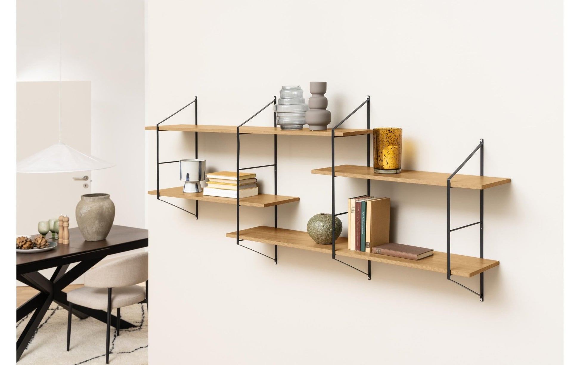 Wandregal Belfast 191 x 25,5 x 79 cm, Braun/Schwarz - MEGART