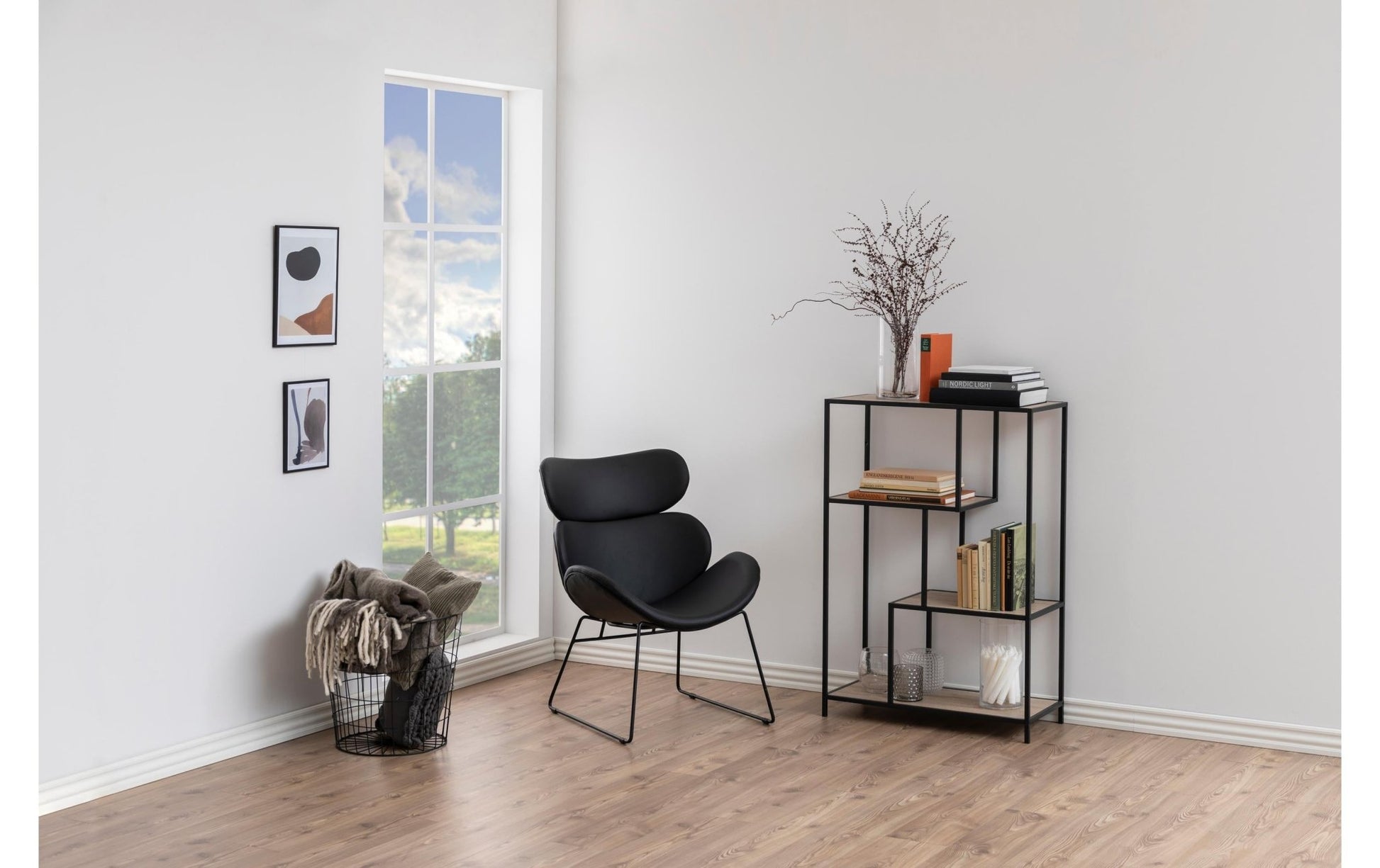 Regal Seaford 77 x 35 x 114 cm, Nature/Schwarz - MEGART