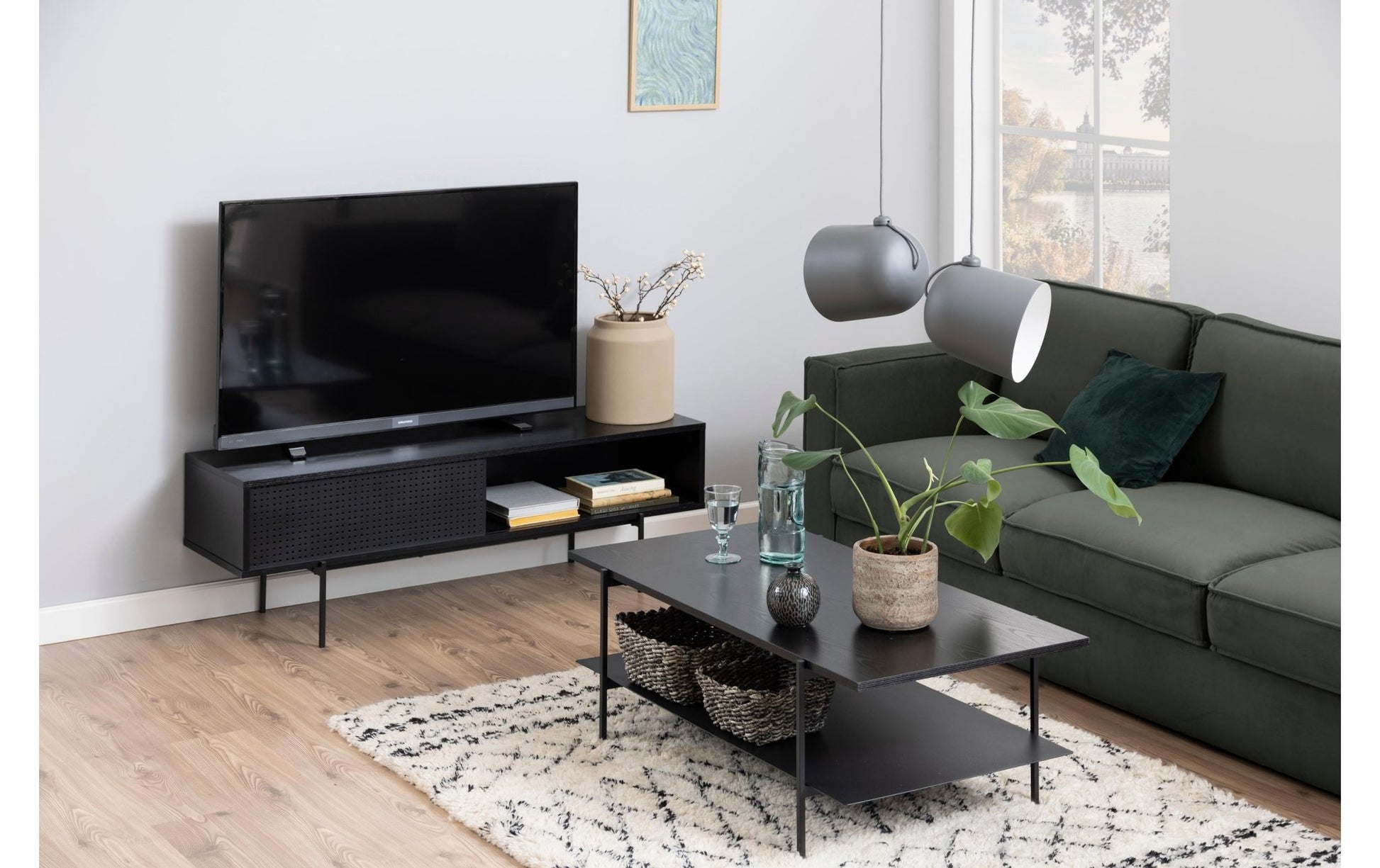 TV - Möbel Angus 140 x 40 x 44.5 cm, Schwarz - MEGART