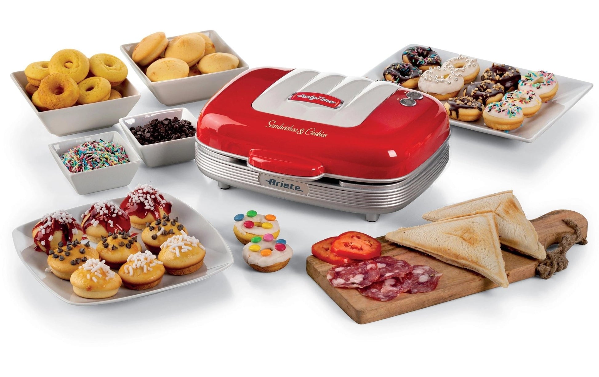 Multifunktionsgrill Party Time ARI - 1972 - RD 700 W, Rot/Weiss - MEGART