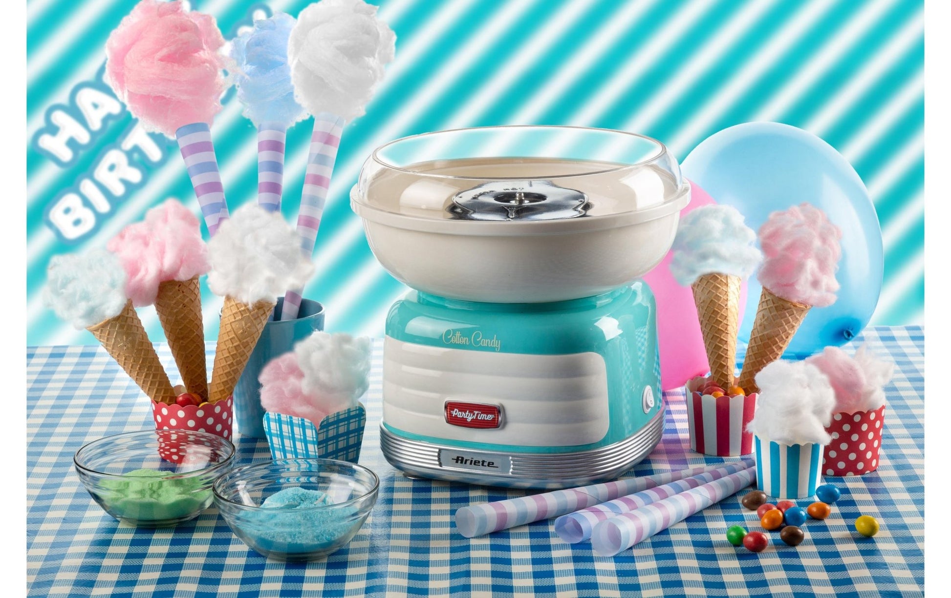 Zuckerwattemaschine Party Time ARI - 2973 - BL Blau/Weiss - MEGART
