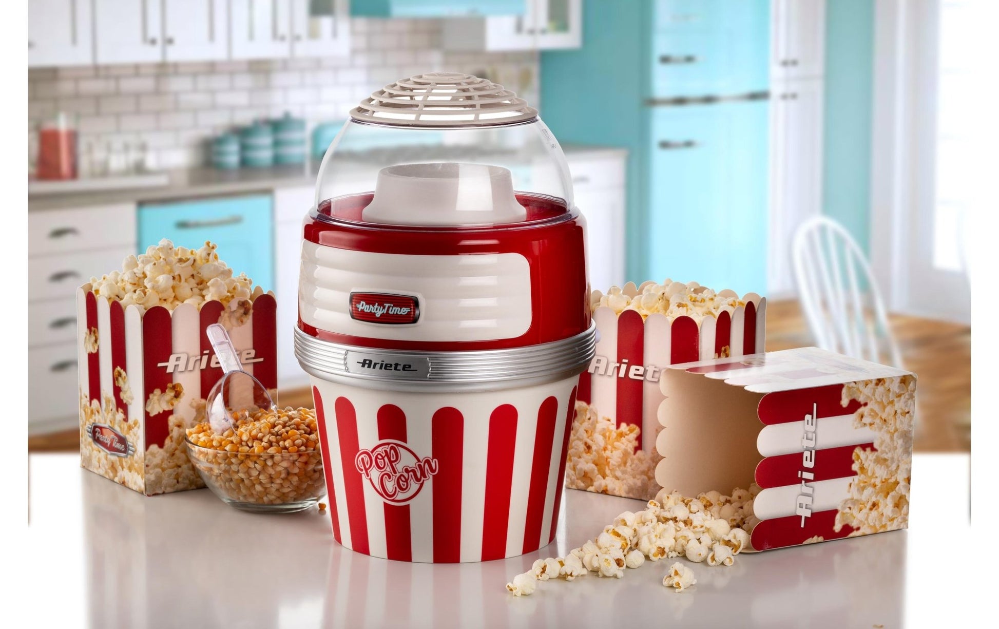 Popcorn Maschine Party Time ARI - 2957 - RD Rot/Weiss - MEGART