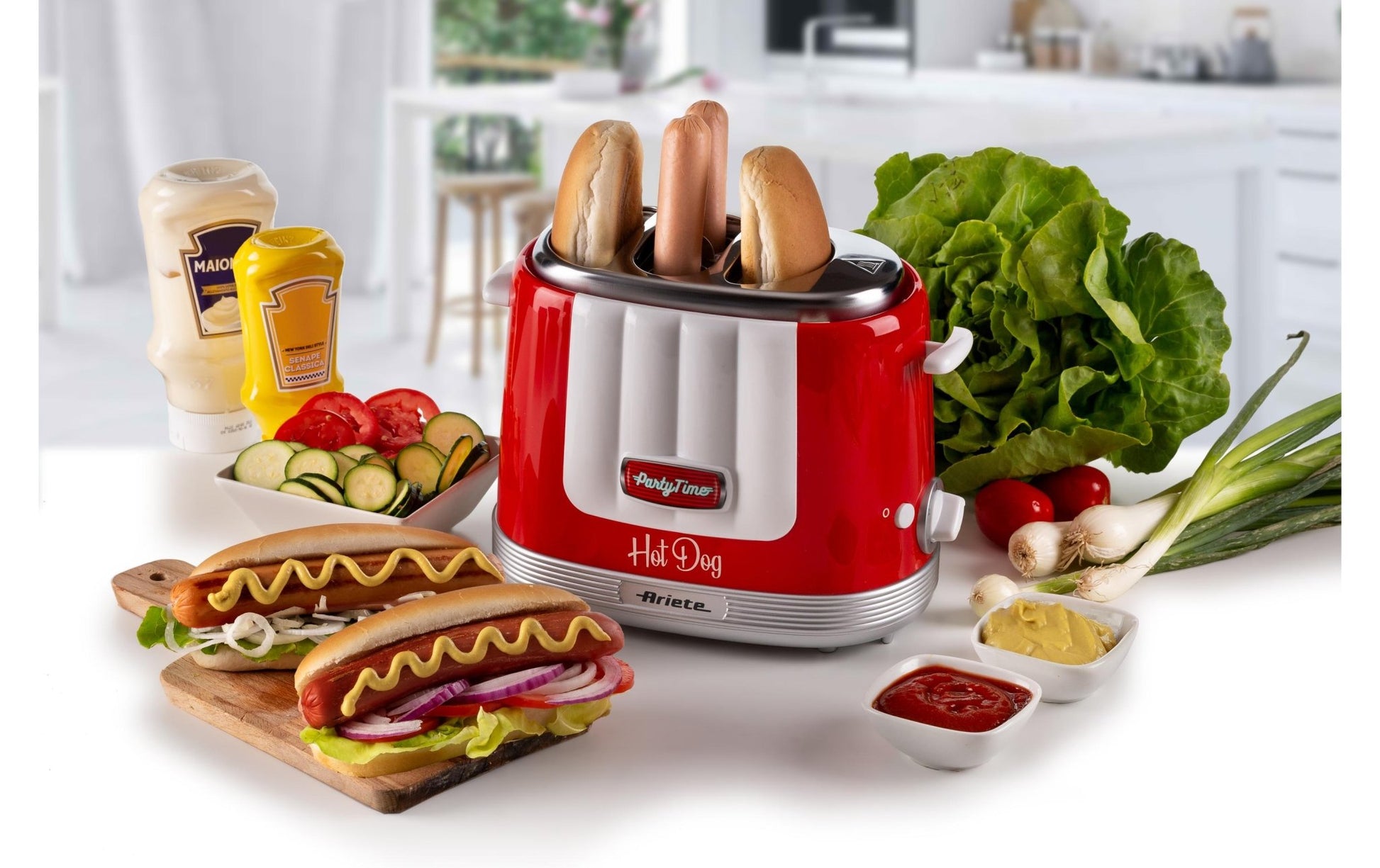 Hot Dog Maschine Party Time ARI - 206 - RD Rot/Weiss - MEGART