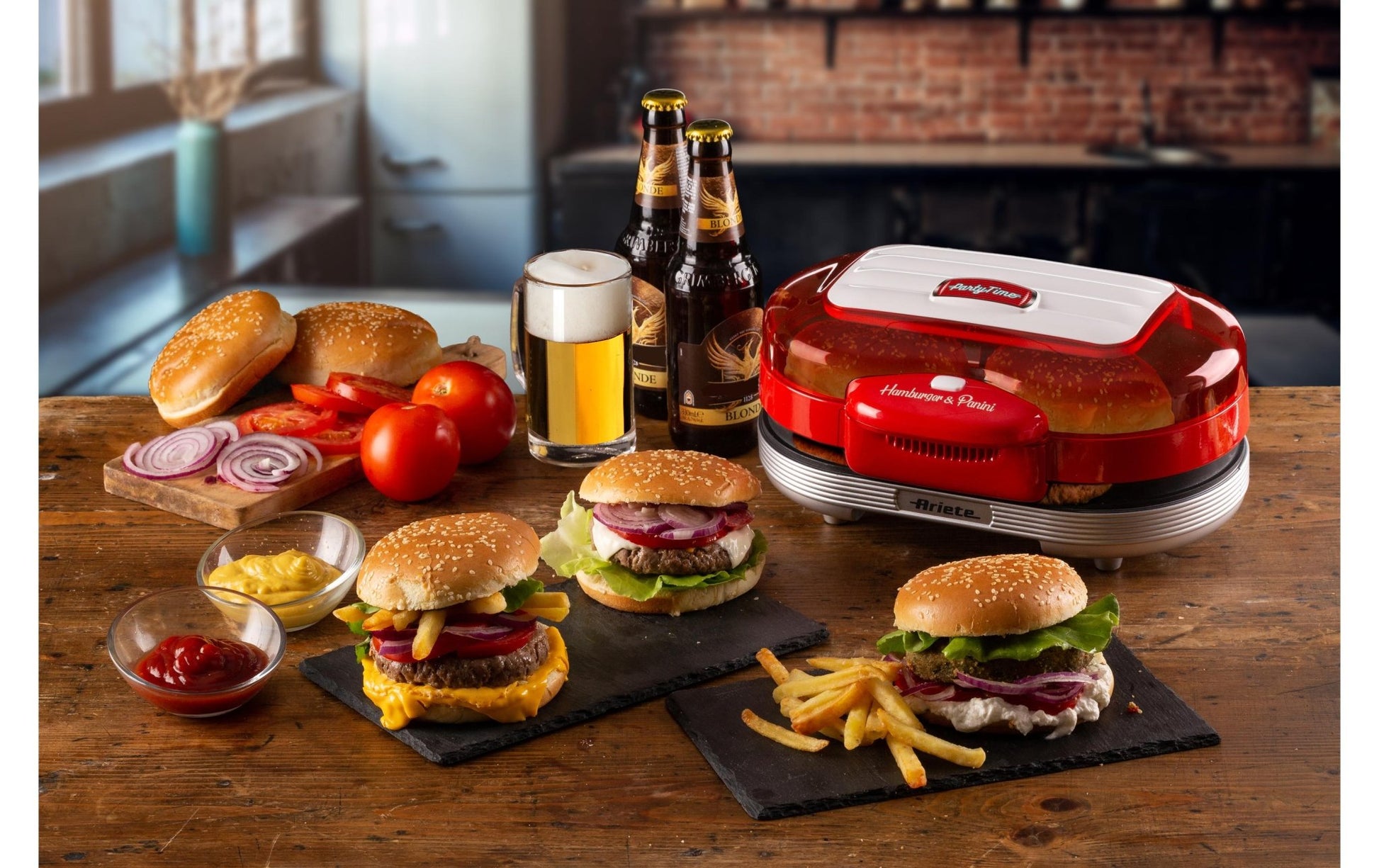 Hamburger - Grill Party Time ARI - 205 - RD 1200 W, Rot/Weiss - MEGART