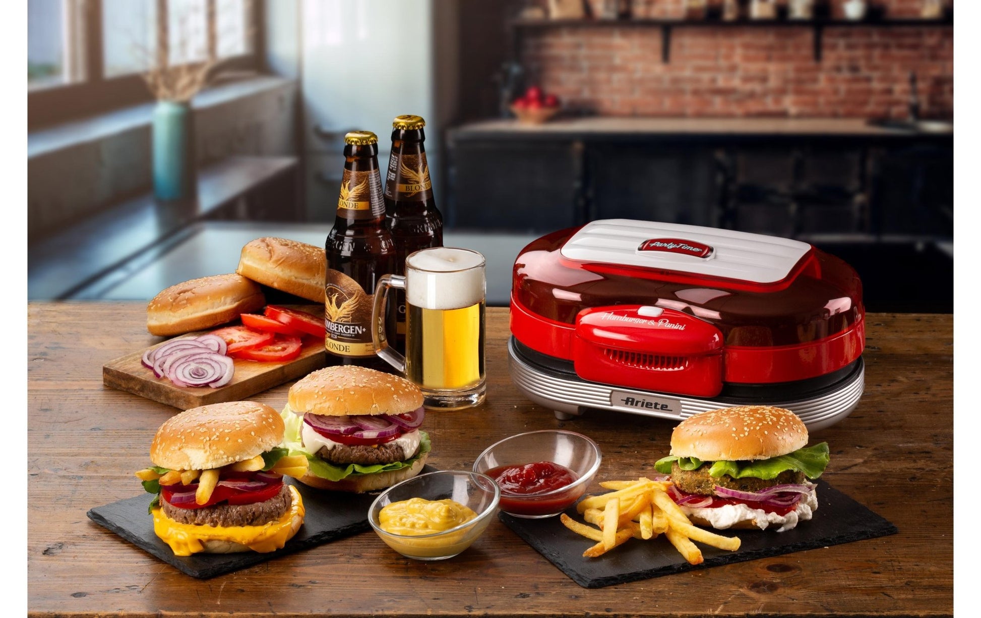 Hamburger - Grill Party Time ARI - 205 - RD 1200 W, Rot/Weiss - MEGART