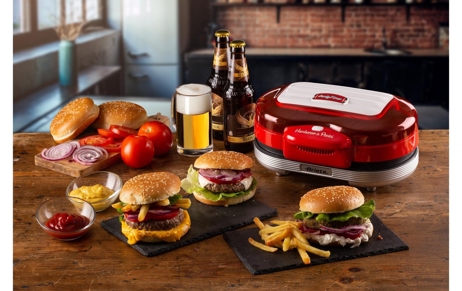 Hamburger - Grill Party Time ARI - 205 - RD 1200 W, Rot/Weiss - MEGART