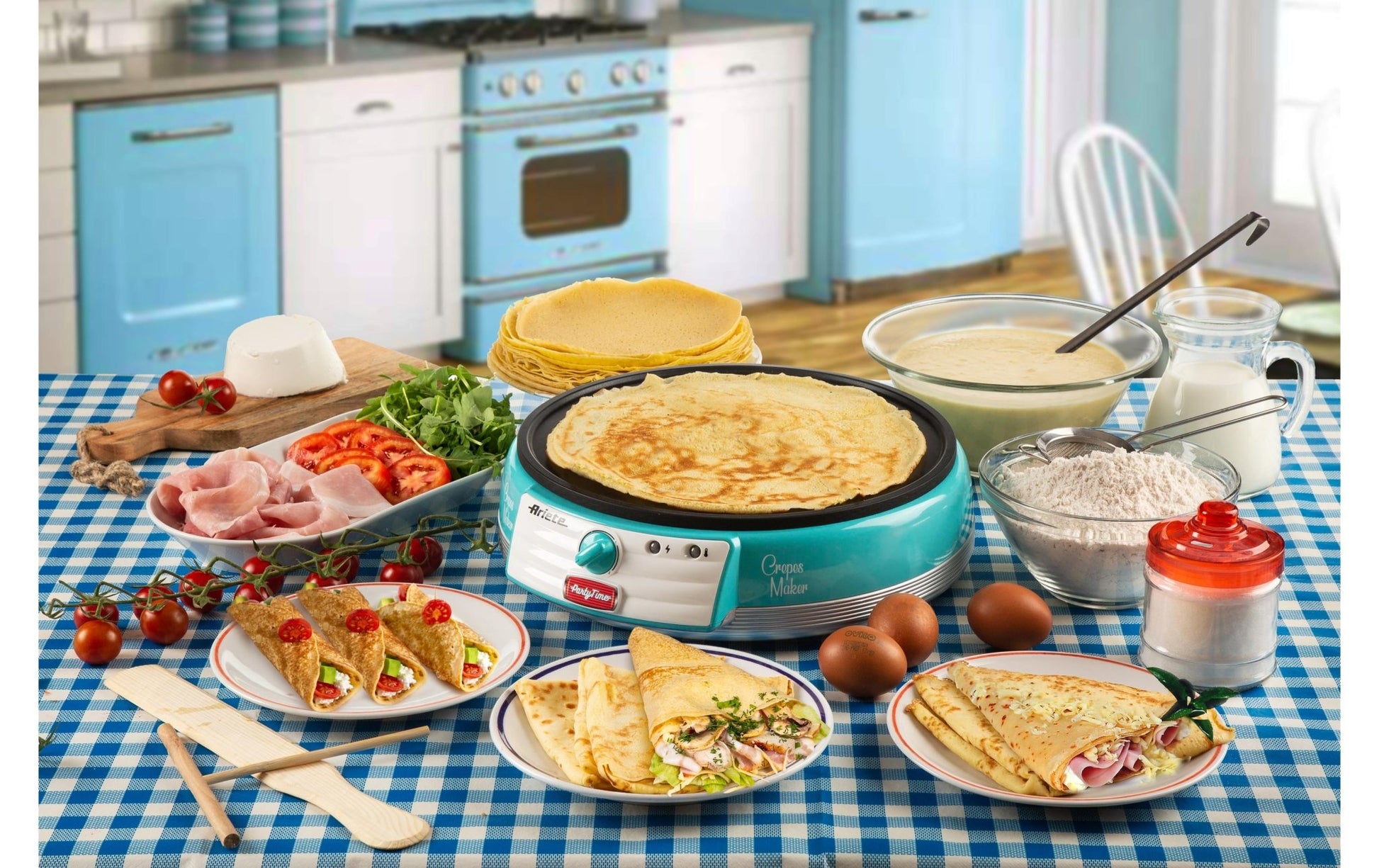 Crêpe Maker Party Time ARI - 202 - BL 1000 W, Blau - MEGART