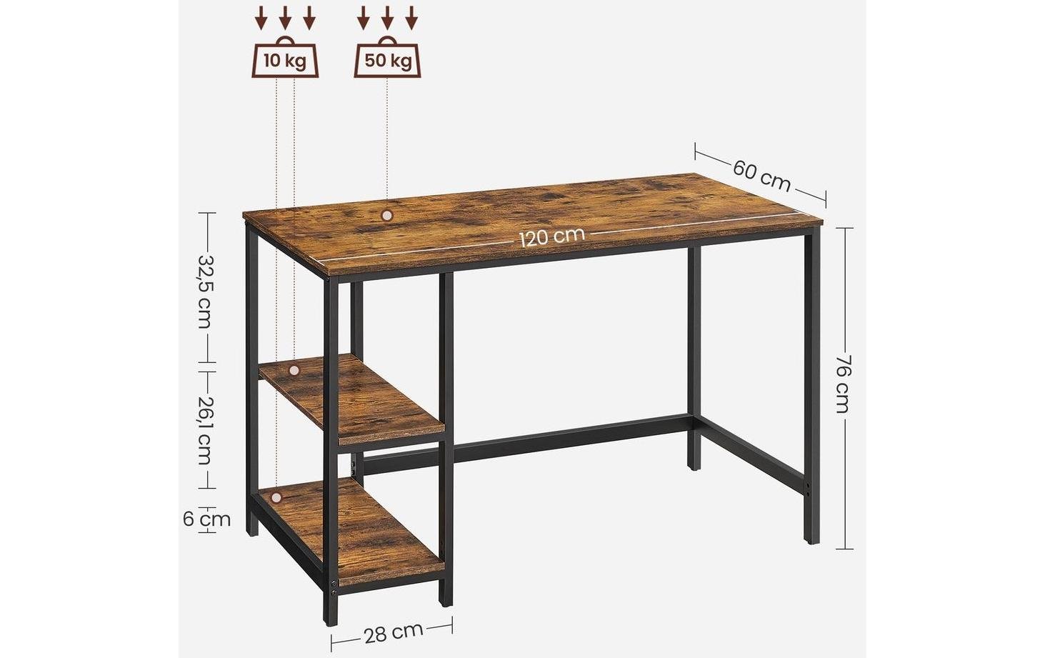 Songmics Tisch LWD47X Vintagebraun - Schwarz - MEGART