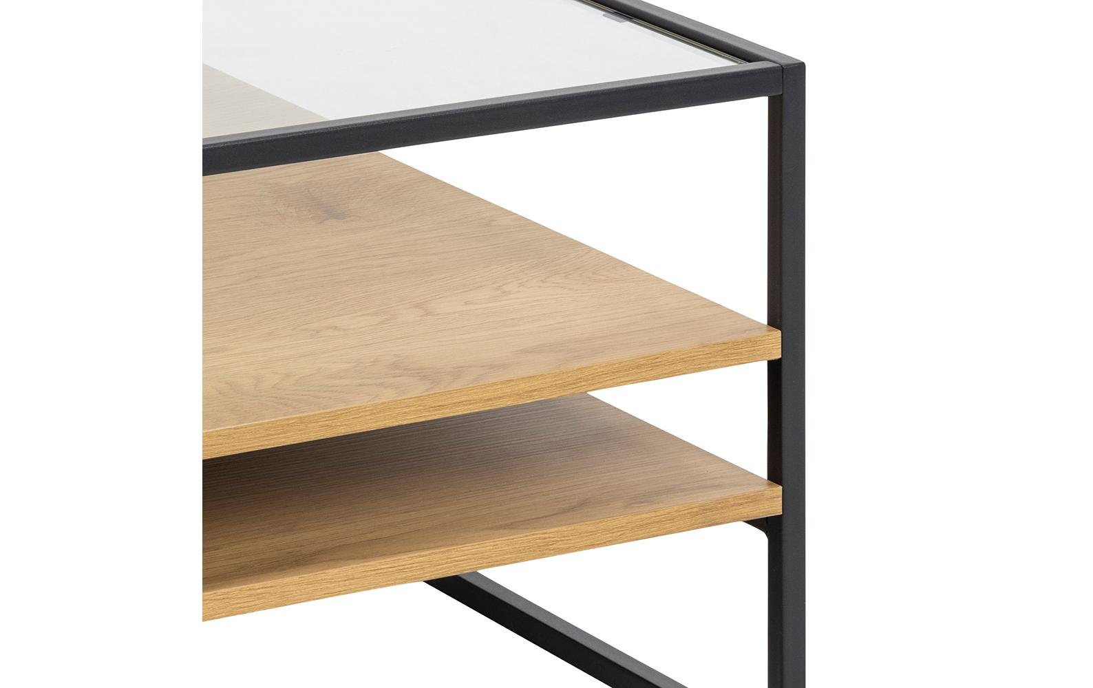 Couchtisch Randolf 80 cm x 40 cm, Nature/Schwarz - MEGART