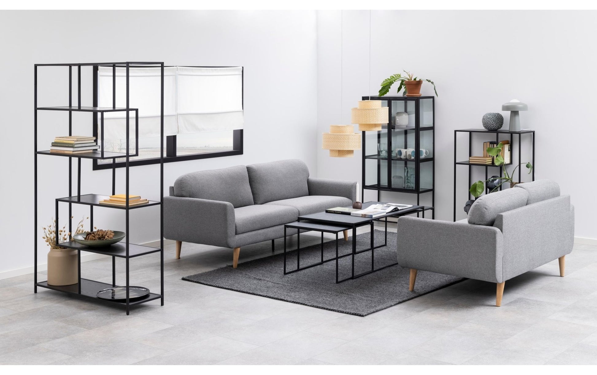 Regal Seaford 114 x 35 x 185 cm, Schwarz - MEGART