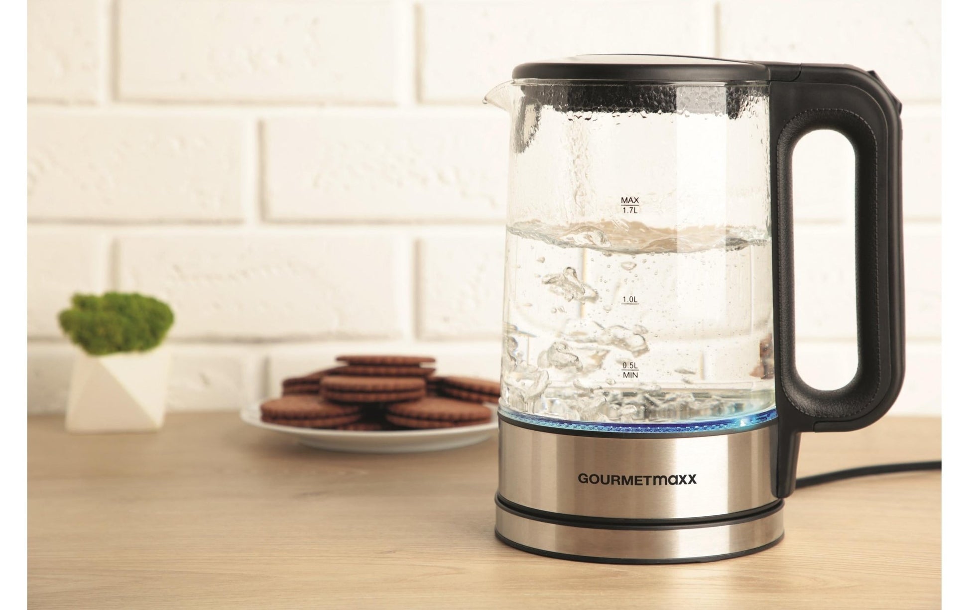 Wasserkocher 1.7 l, Silber/Transparent - MEGART