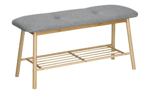 Panca con ripiano 89,5 x 30 x 44 cm, grigio/natura