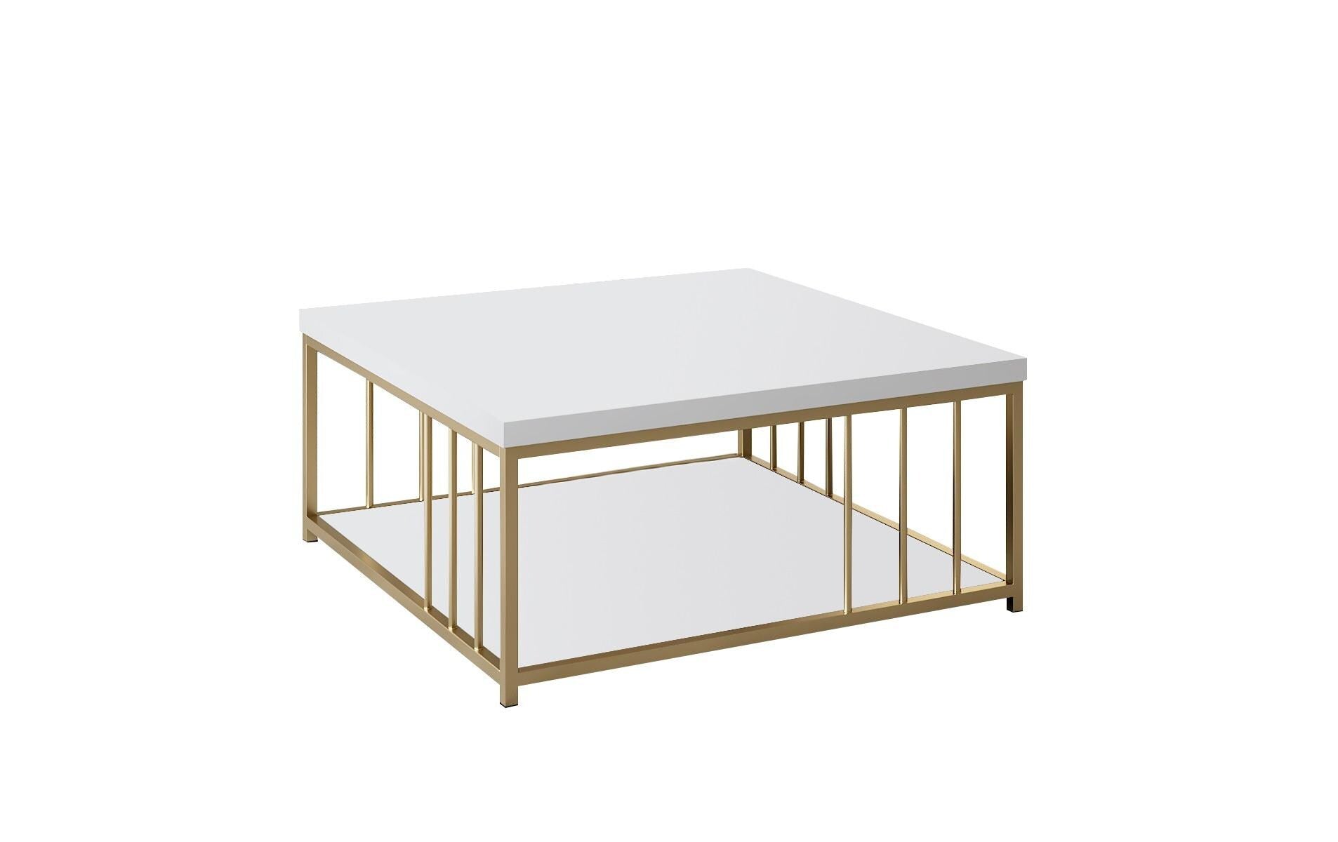Couchtisch Zenn 90 x 39 x 40 cm, Gold/Weiss - MEGART