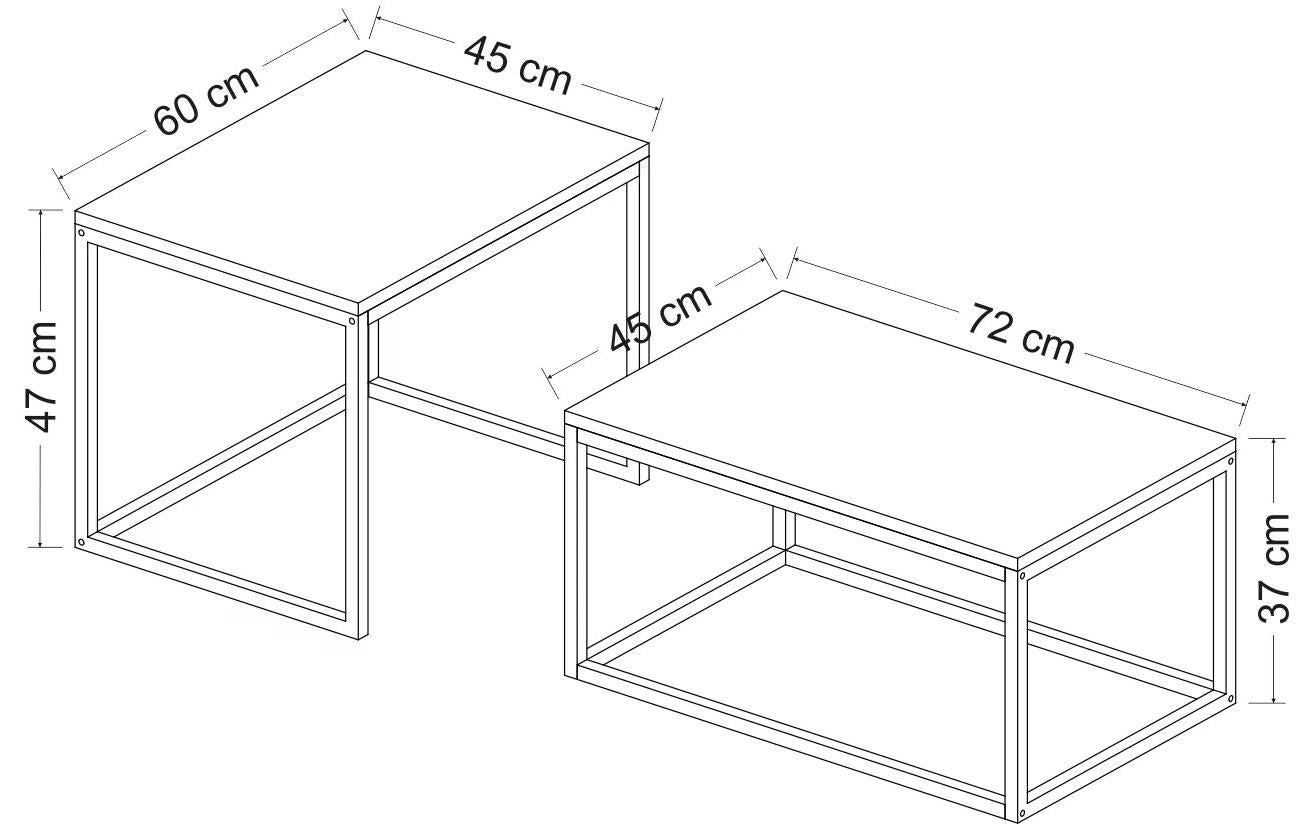 Couchtisch Leka 2 - ert Set, Schwarz - MEGART