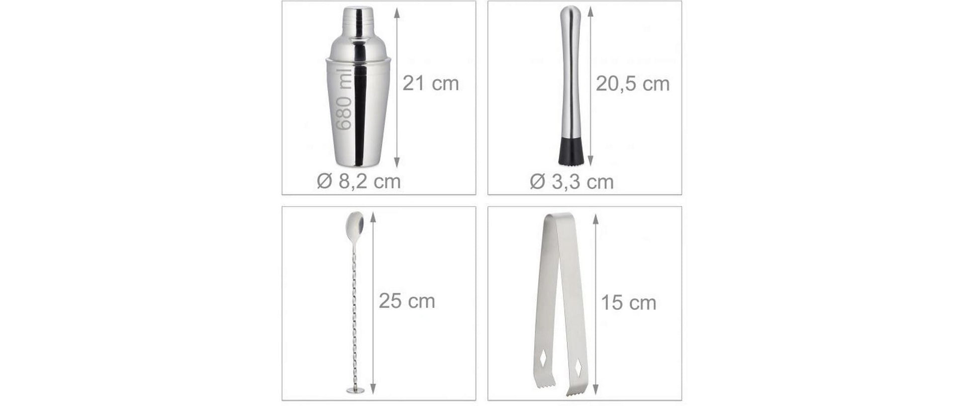 Cocktail - Set 680 ml, Silber - MEGART