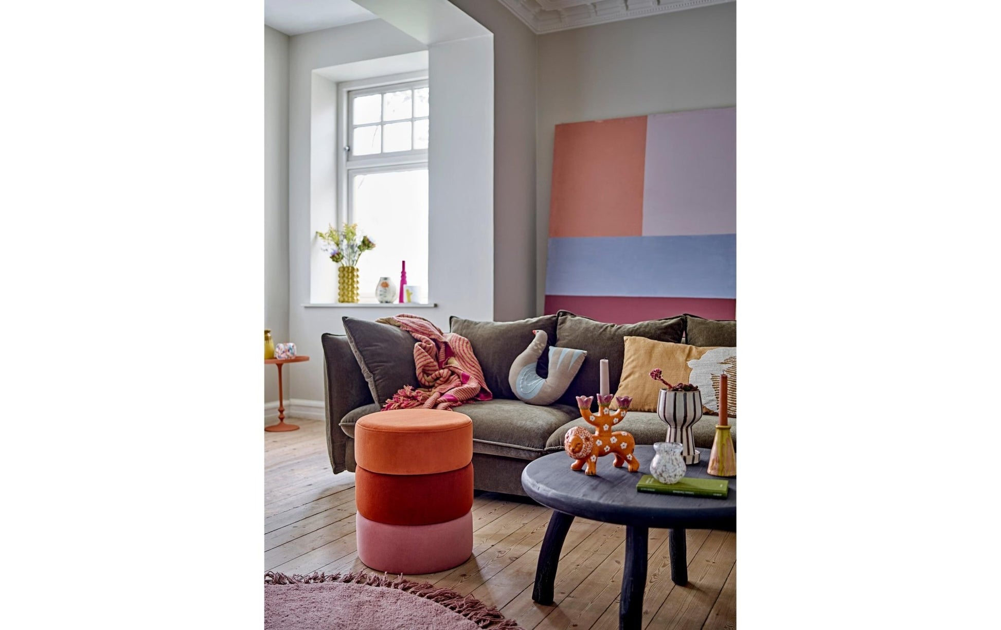 Pouf Bilbao 37 cm x 45 cm, Orange - MEGART