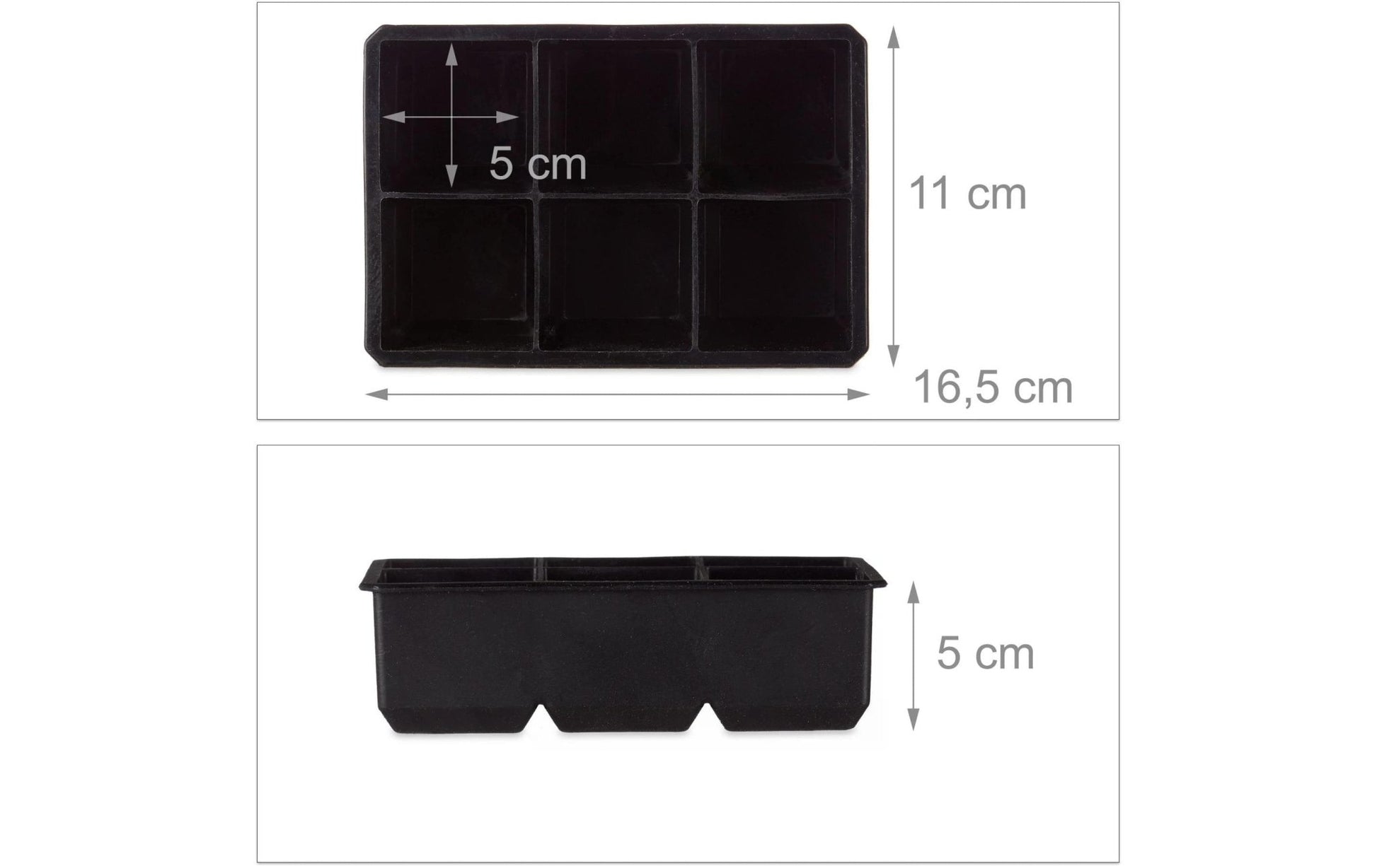 Eiswürfelform 6 Stück, Schwarz - MEGART