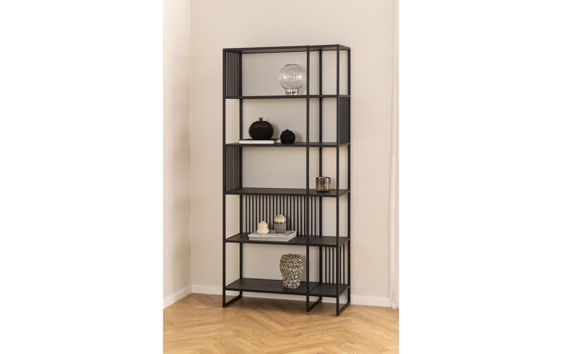 Regal Strington 85 x 35 x 185 cm, Schwarz - MEGART