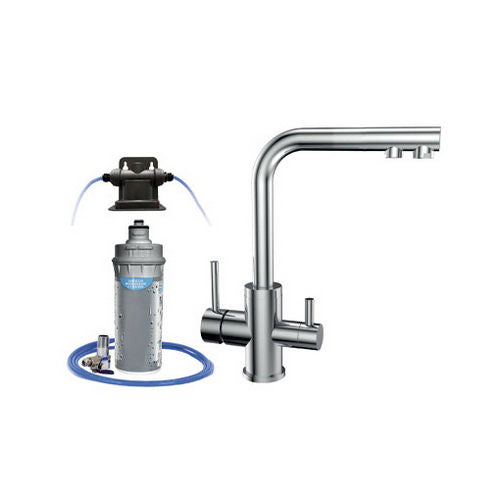 Set Microfiltrazione Wasser Untertisch- Wasserhahn 3 VIE River Silber EA