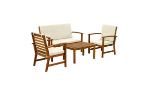 Loungeset Lausanne, Braun/Weiss, 4 Sitzplätze - MEGART
