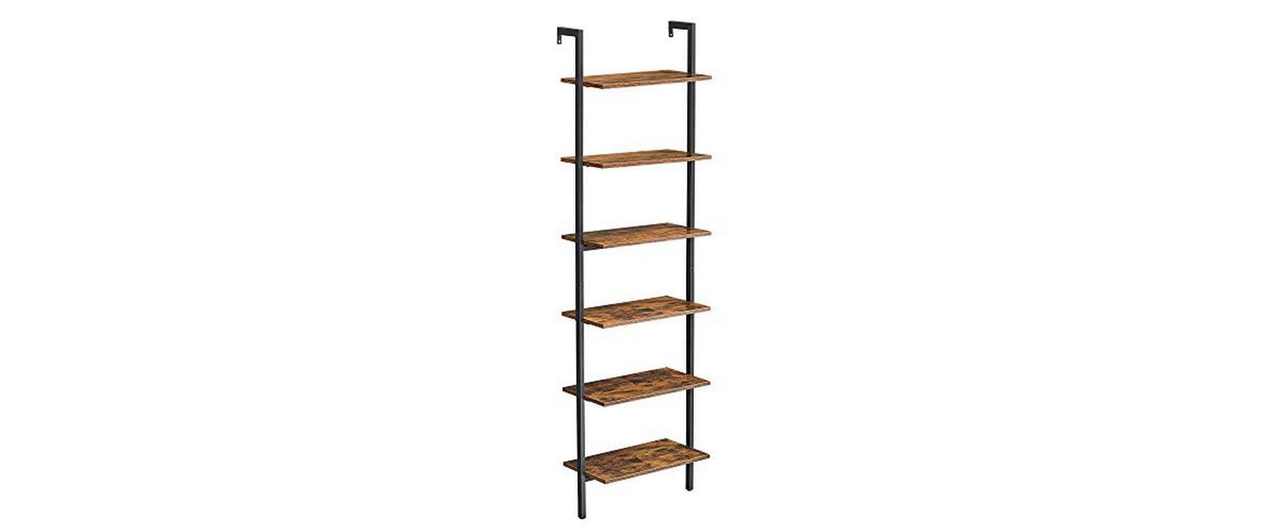Wandregal mit 6 Ebenen 60 x 30 x 204.8 cm, Braun/Schwarz - MEGART