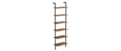 Wandregal mit 6 Ebenen 60 x 30 x 204.8 cm, Braun/Schwarz - MEGART