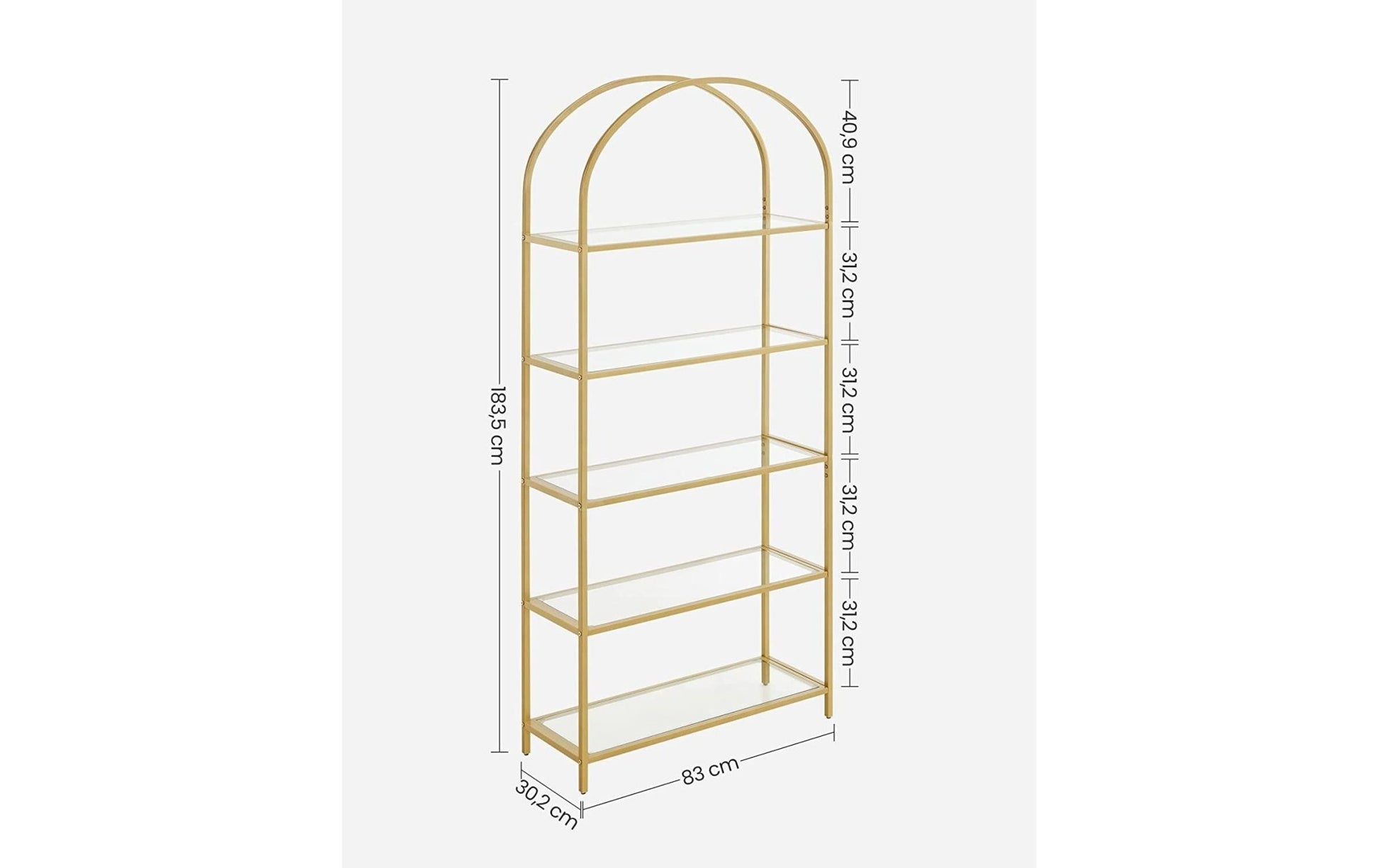 Regal 30.2 x 83 x 1 cm, Gold - MEGART