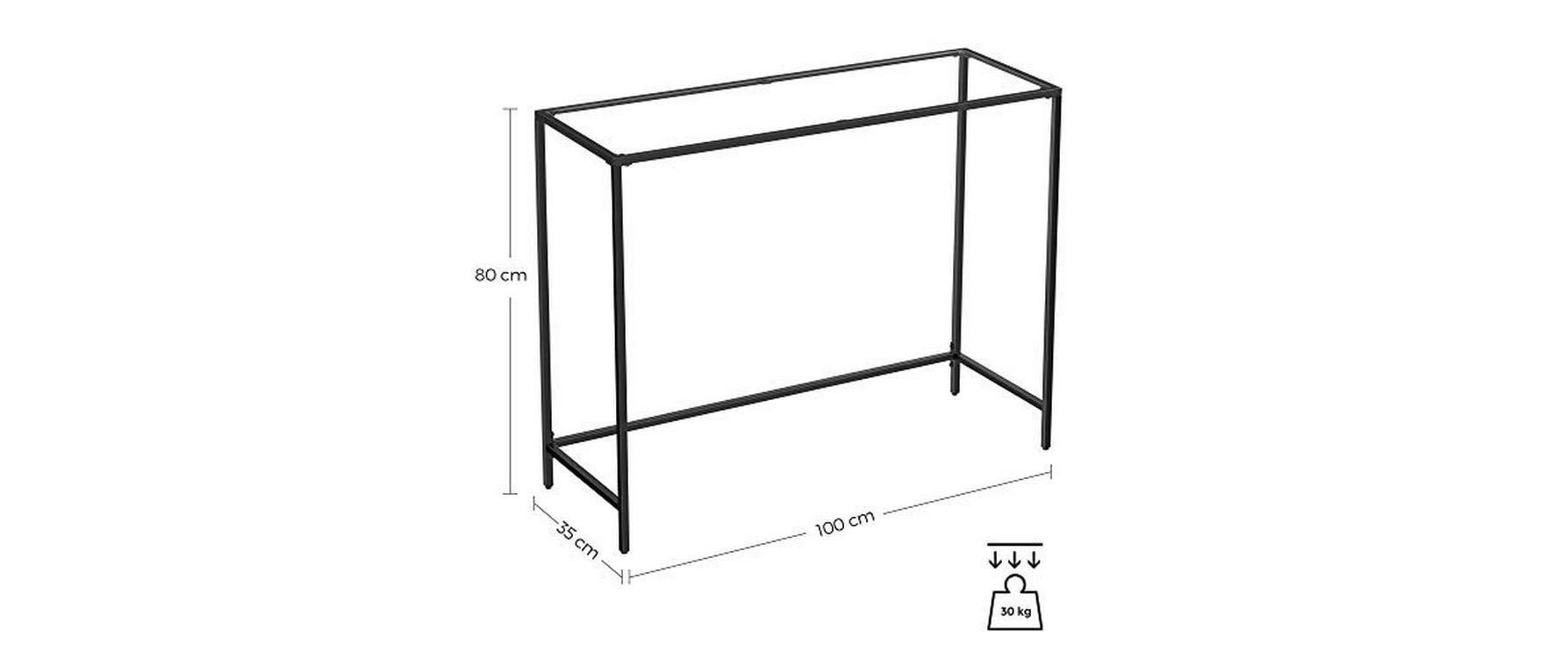 Konsolentisch 100 x 35 x 80 cm, Schwarz - MEGART