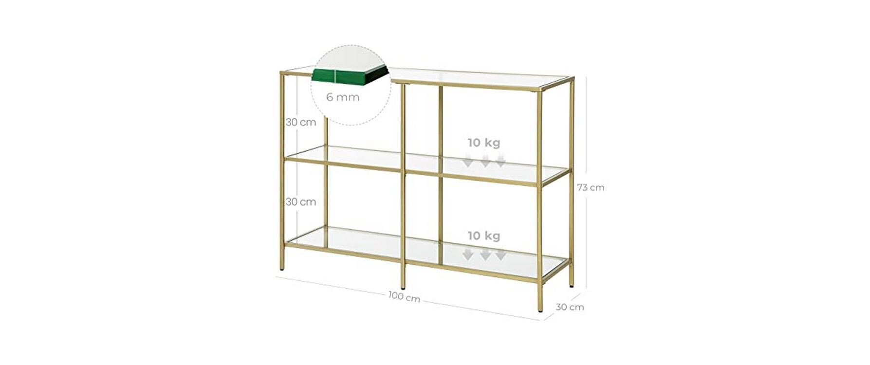 Konsolentisch 100 x 30 x 73 cm, Gold - MEGART